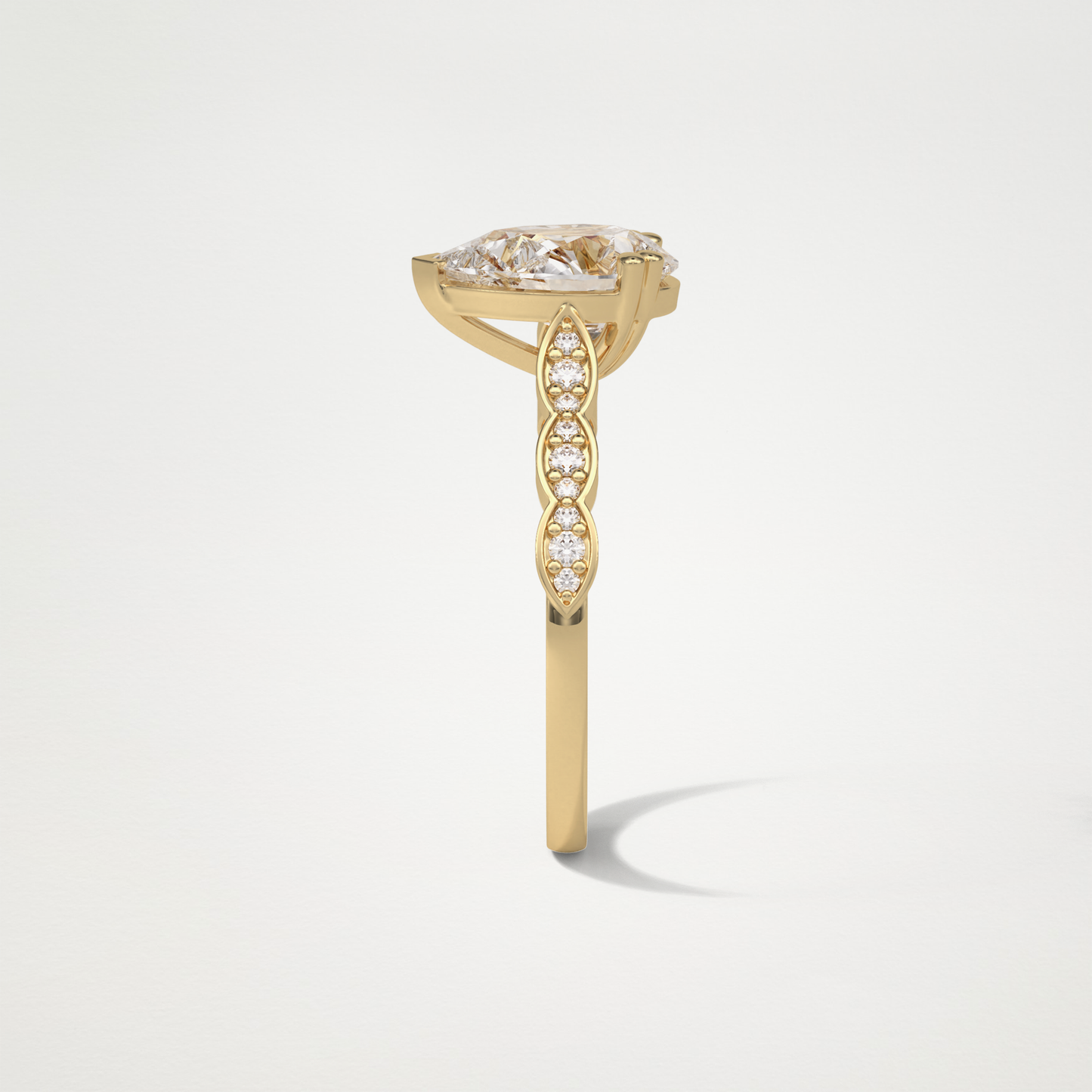 Pear Milgrain Pave Moissanite Engagement Ring – 1.93 CT Lab-Created Brilliance in 10K/14K/18K Gold
