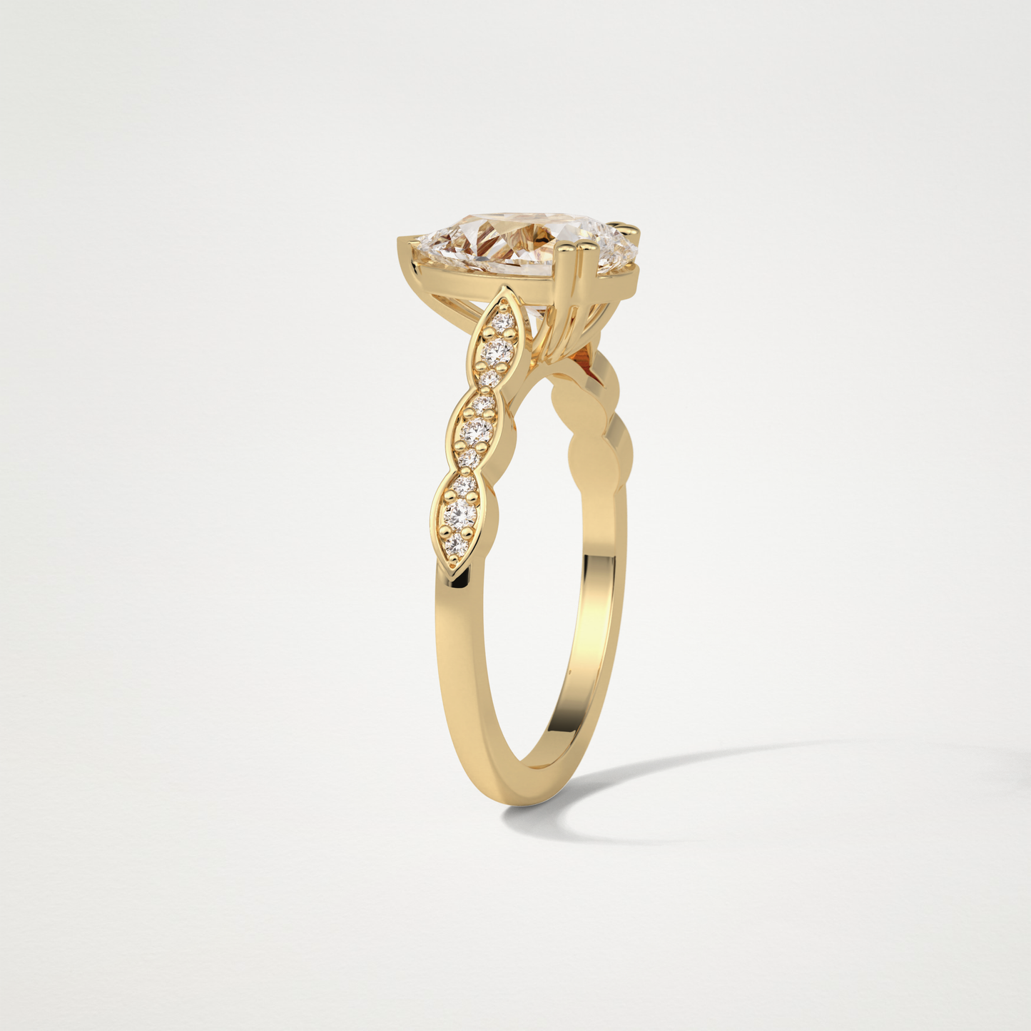 Pear Milgrain Pave Moissanite Engagement Ring – 1.93 CT Lab-Created Brilliance in 10K/14K/18K Gold