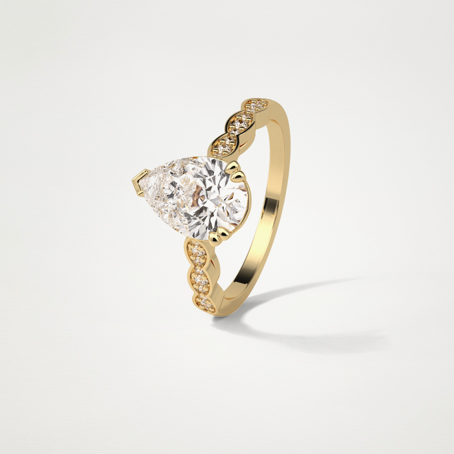 Pear Milgrain Pave Moissanite Engagement Ring – 1.93 CT Lab-Created Brilliance in 10K/14K/18K Gold