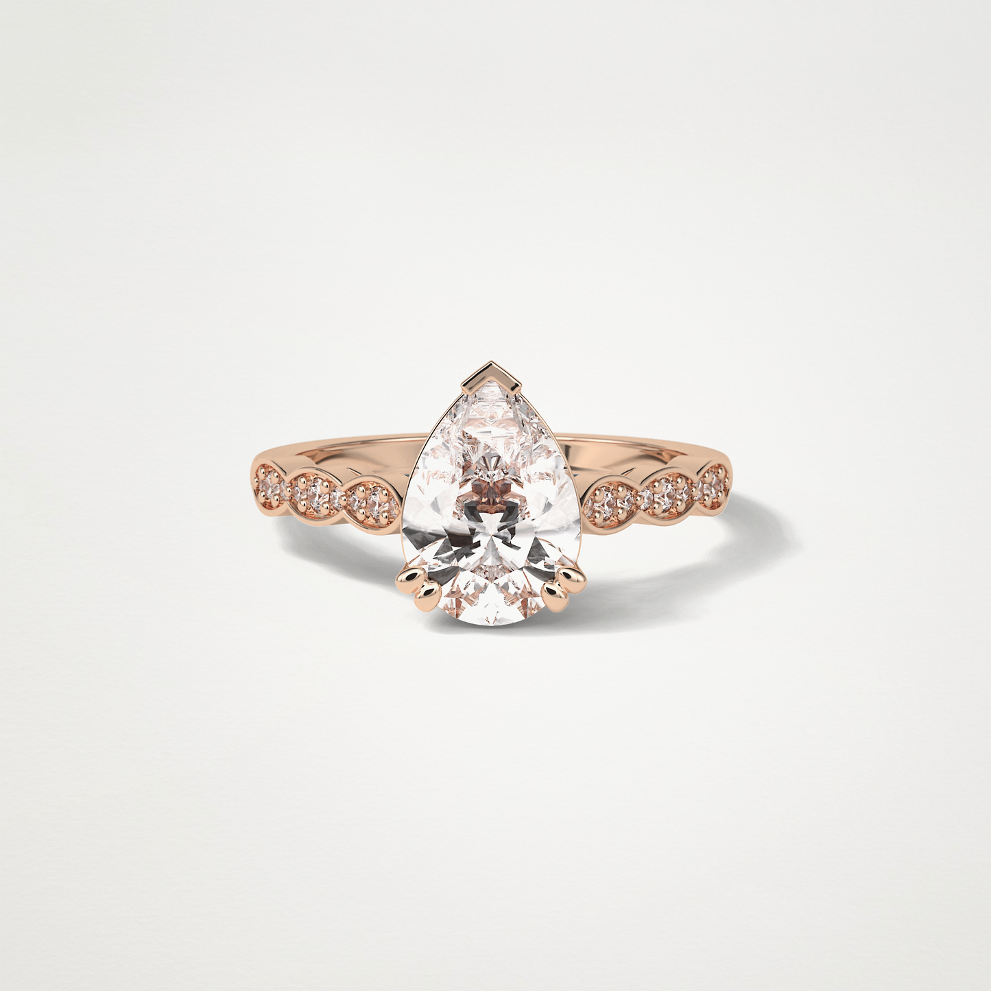Pear Milgrain Pave Moissanite Engagement Ring – 1.93 CT Lab-Created Brilliance in 10K/14K/18K Gold