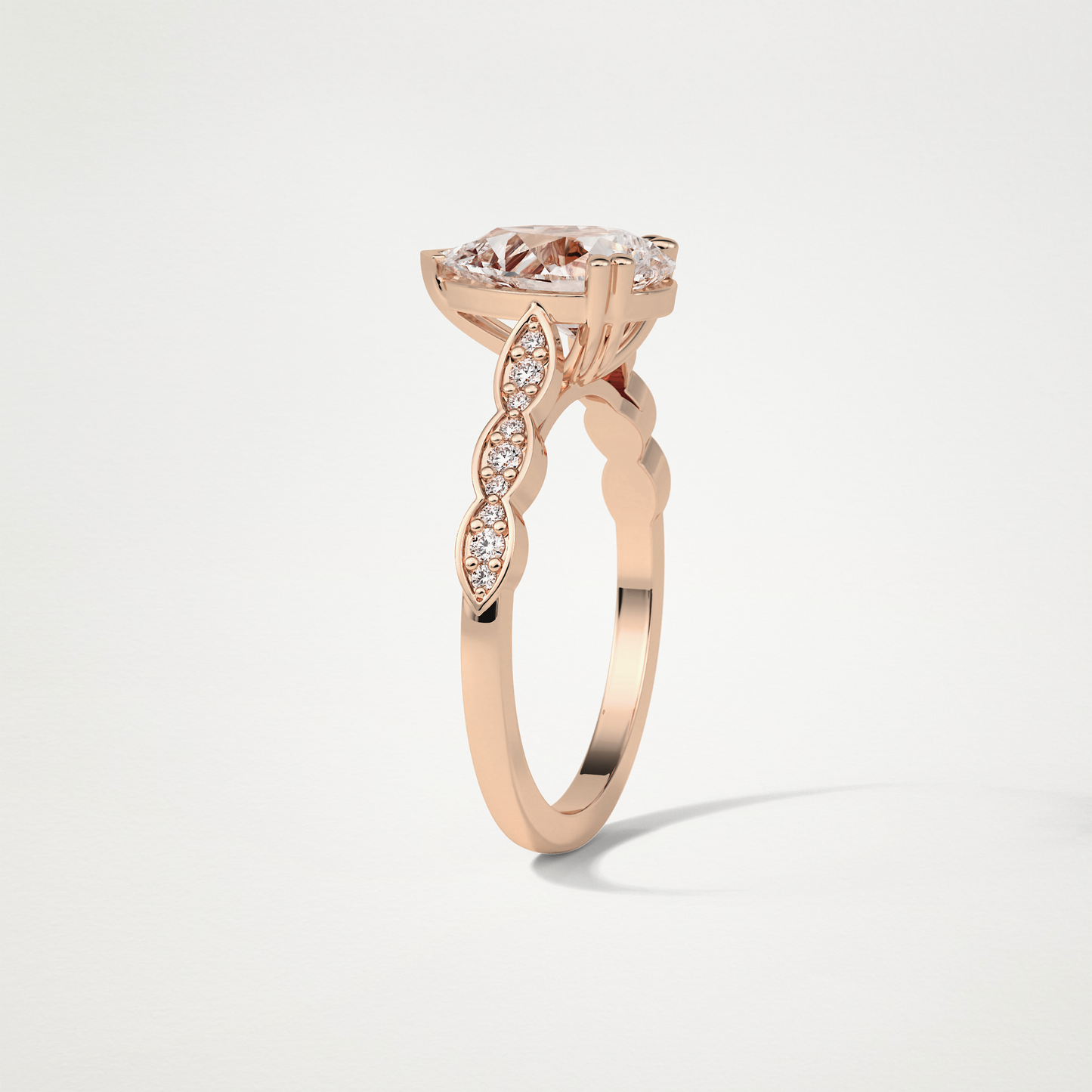 Pear Milgrain Pave Moissanite Engagement Ring – 1.93 CT Lab-Created Brilliance in 10K/14K/18K Gold