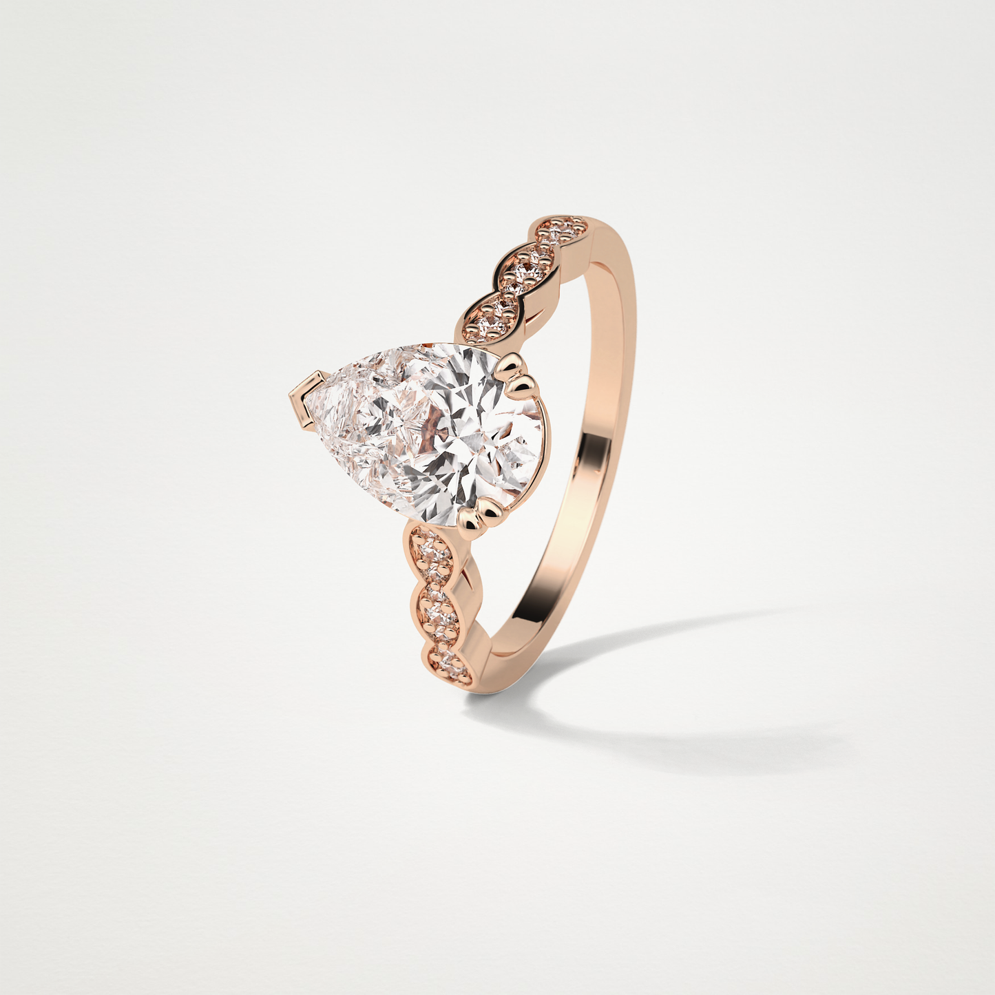 Pear Milgrain Pave Moissanite Engagement Ring – 1.93 CT Lab-Created Brilliance in 10K/14K/18K Gold