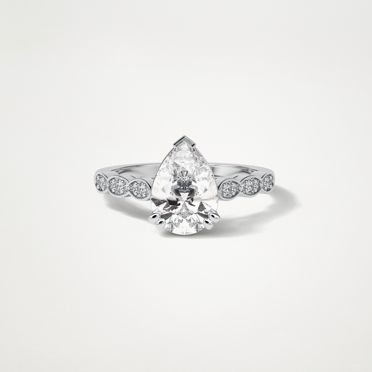 Pear Milgrain Pave Moissanite Engagement Ring – 1.93 CT Lab-Created Brilliance in 10K/14K/18K Gold
