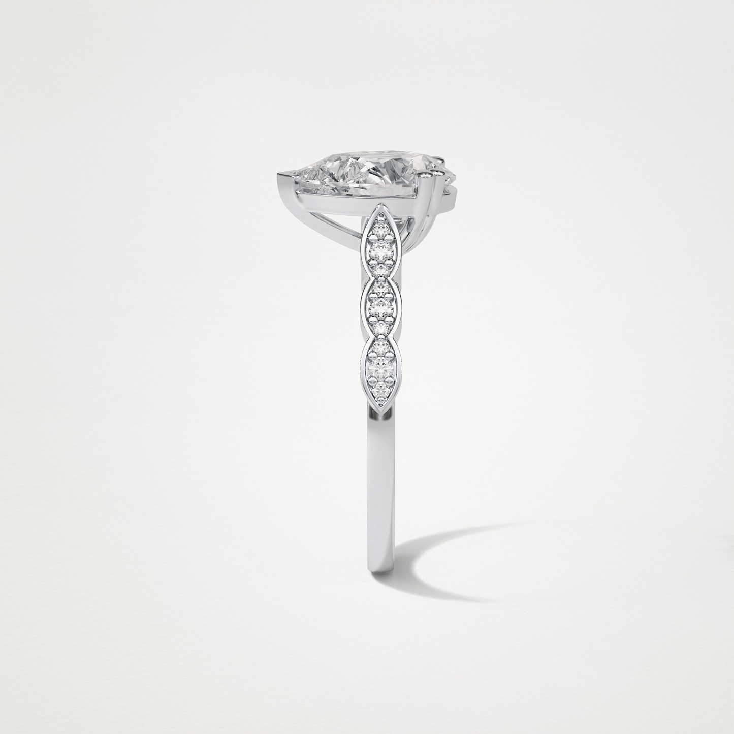 Pear Milgrain Pave Moissanite Engagement Ring – 1.93 CT Lab-Created Brilliance in 10K/14K/18K Gold