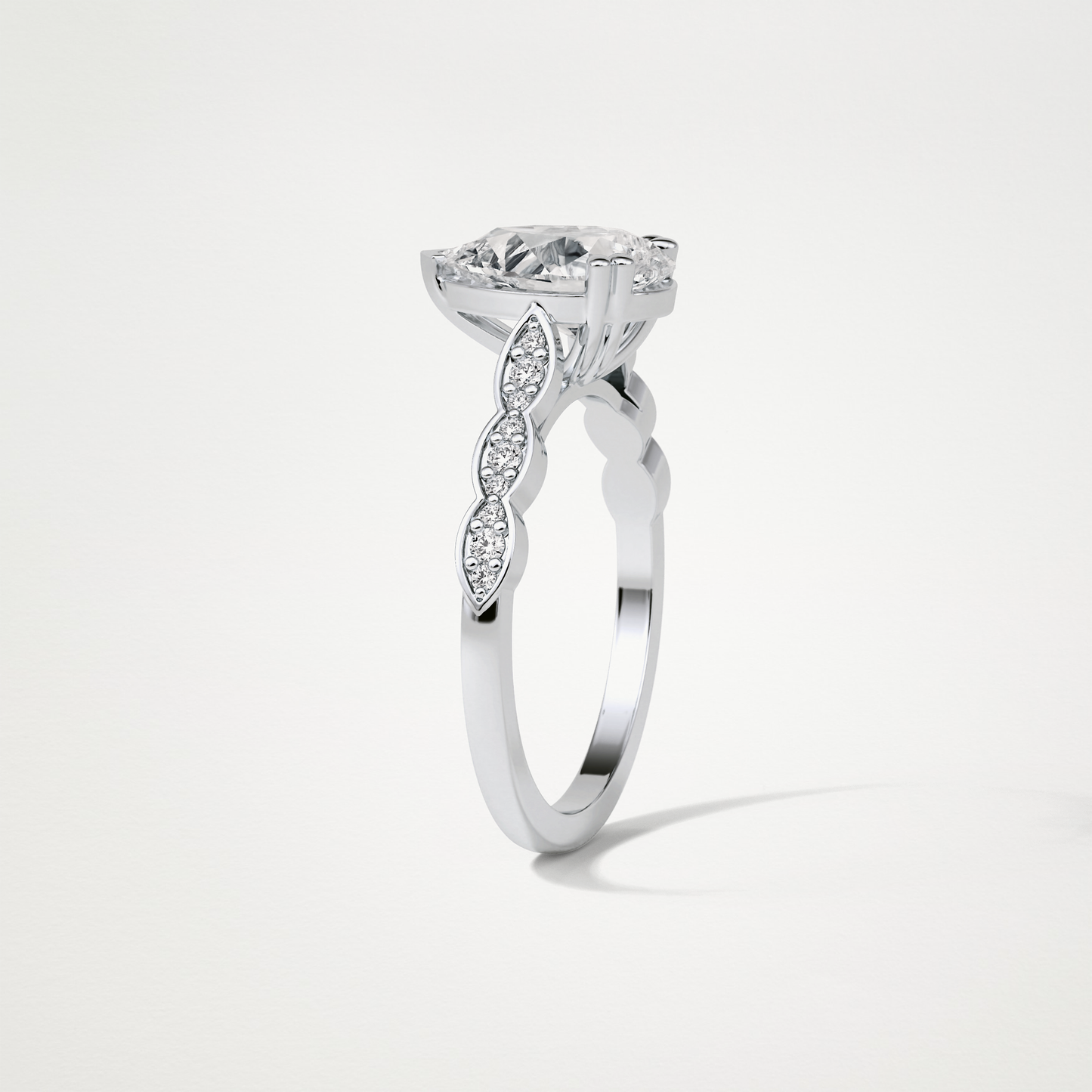 Pear Milgrain Pave Moissanite Engagement Ring – 1.93 CT Lab-Created Brilliance in 10K/14K/18K Gold