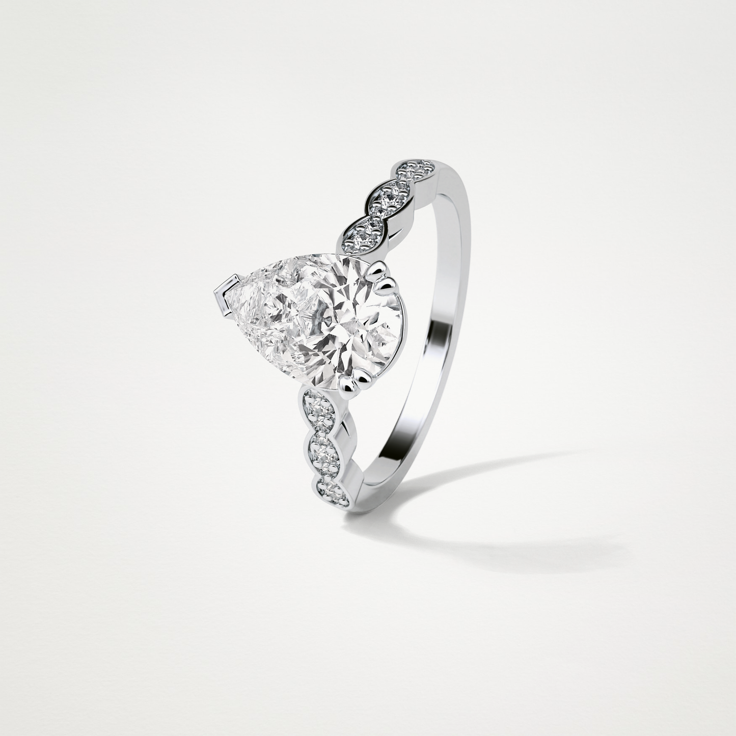 Pear Milgrain Pave Moissanite Engagement Ring – 1.93 CT Lab-Created Brilliance in 10K/14K/18K Gold