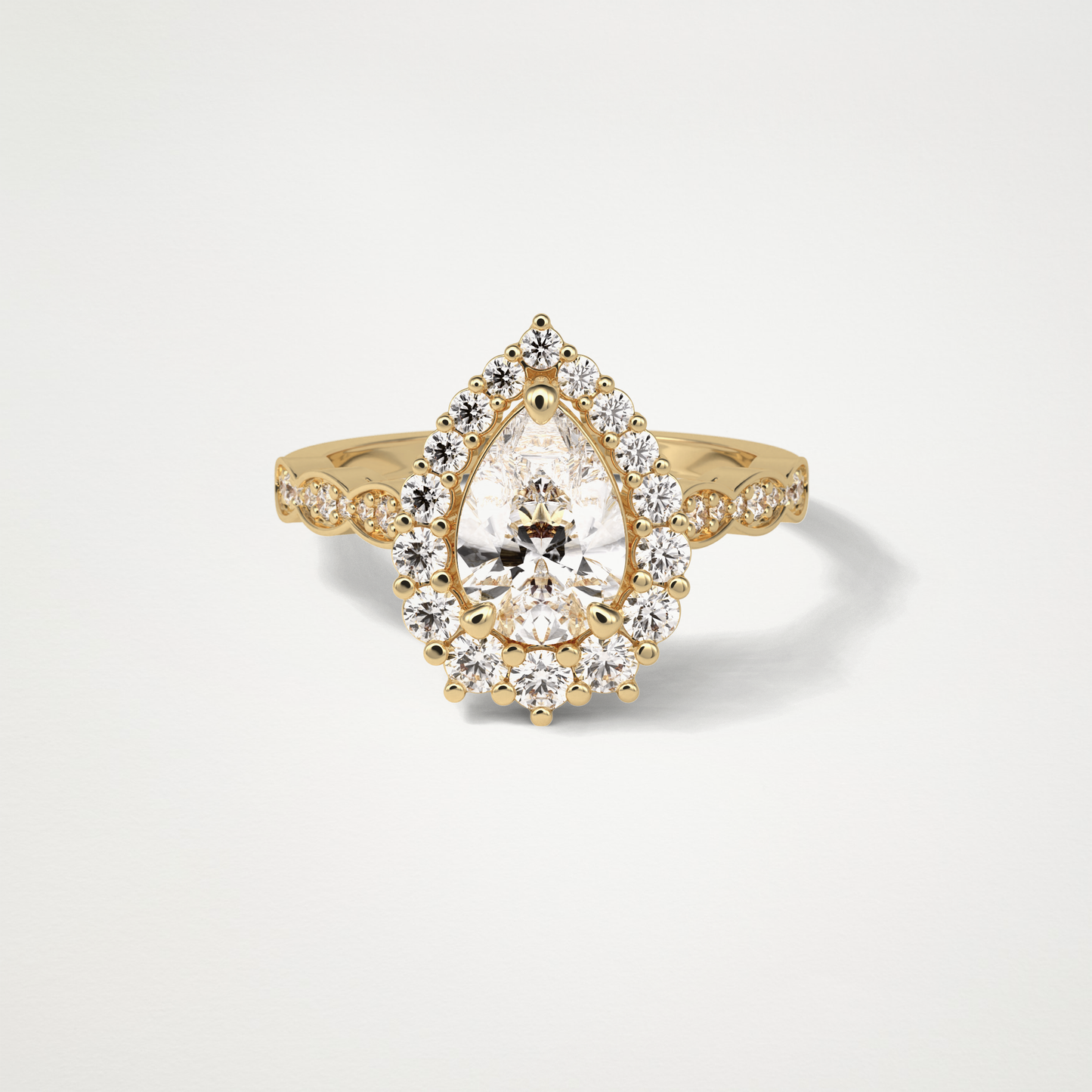Pear Milgrain Halo Moissanite Engagement Ring – 1.93 CT Lab-Created Brilliance in 10K/14K/18K Gold