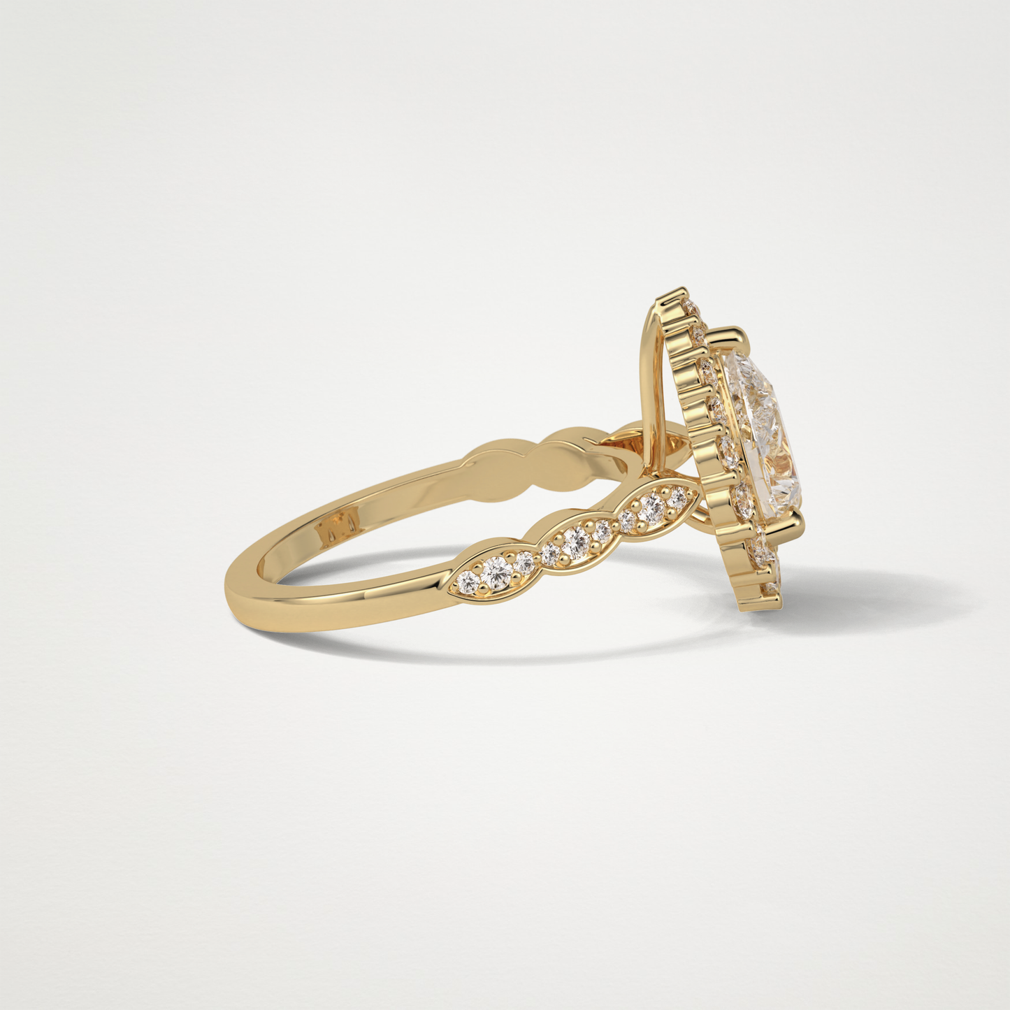 Pear Milgrain Halo Moissanite Engagement Ring – 1.93 CT Lab-Created Brilliance in 10K/14K/18K Gold