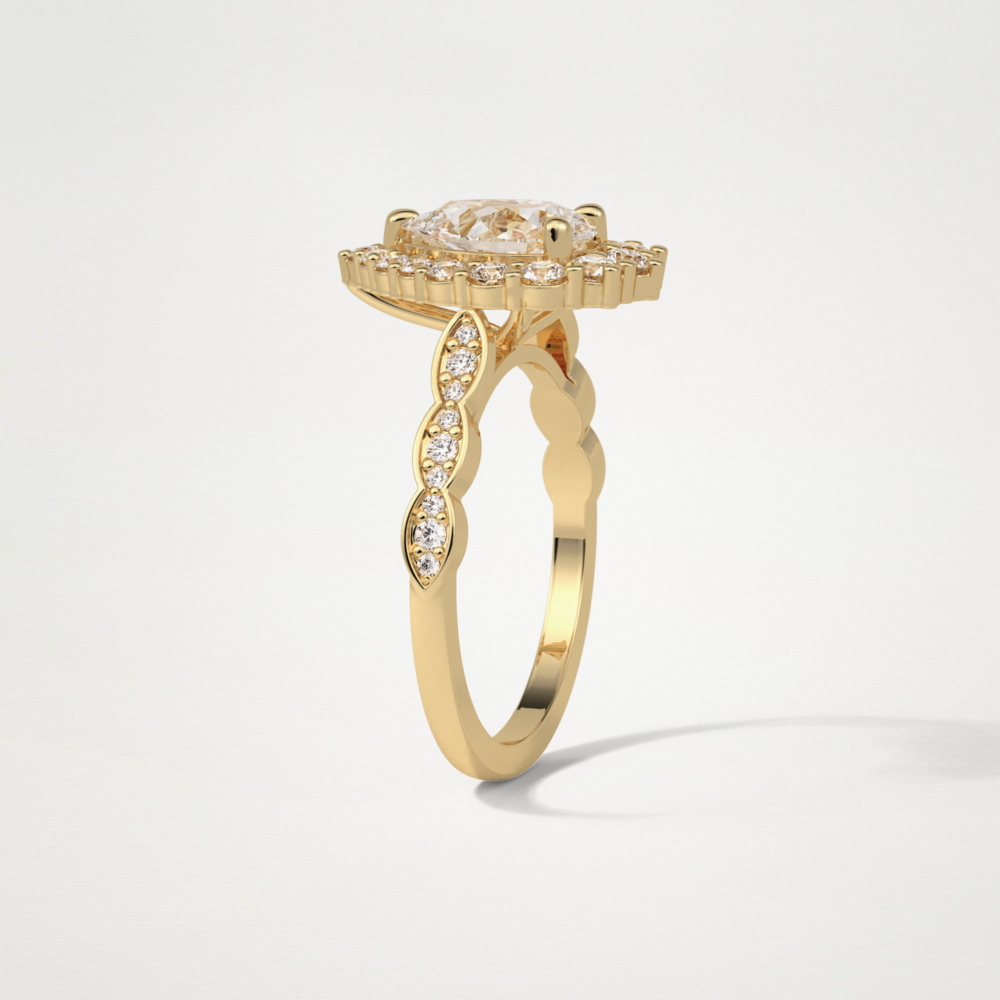 Pear Milgrain Halo Moissanite Engagement Ring – 1.93 CT Lab-Created Brilliance in 10K/14K/18K Gold