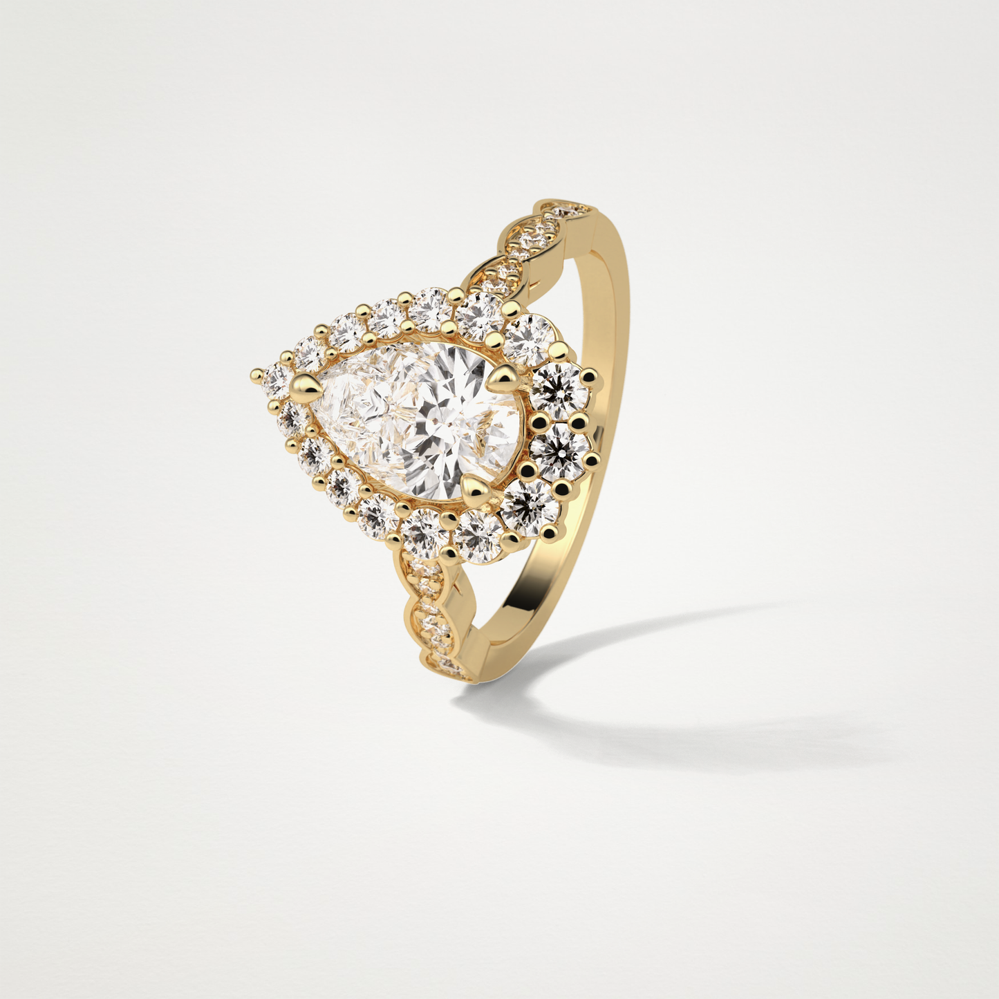 Pear Milgrain Halo Moissanite Engagement Ring – 1.93 CT Lab-Created Brilliance in 10K/14K/18K Gold