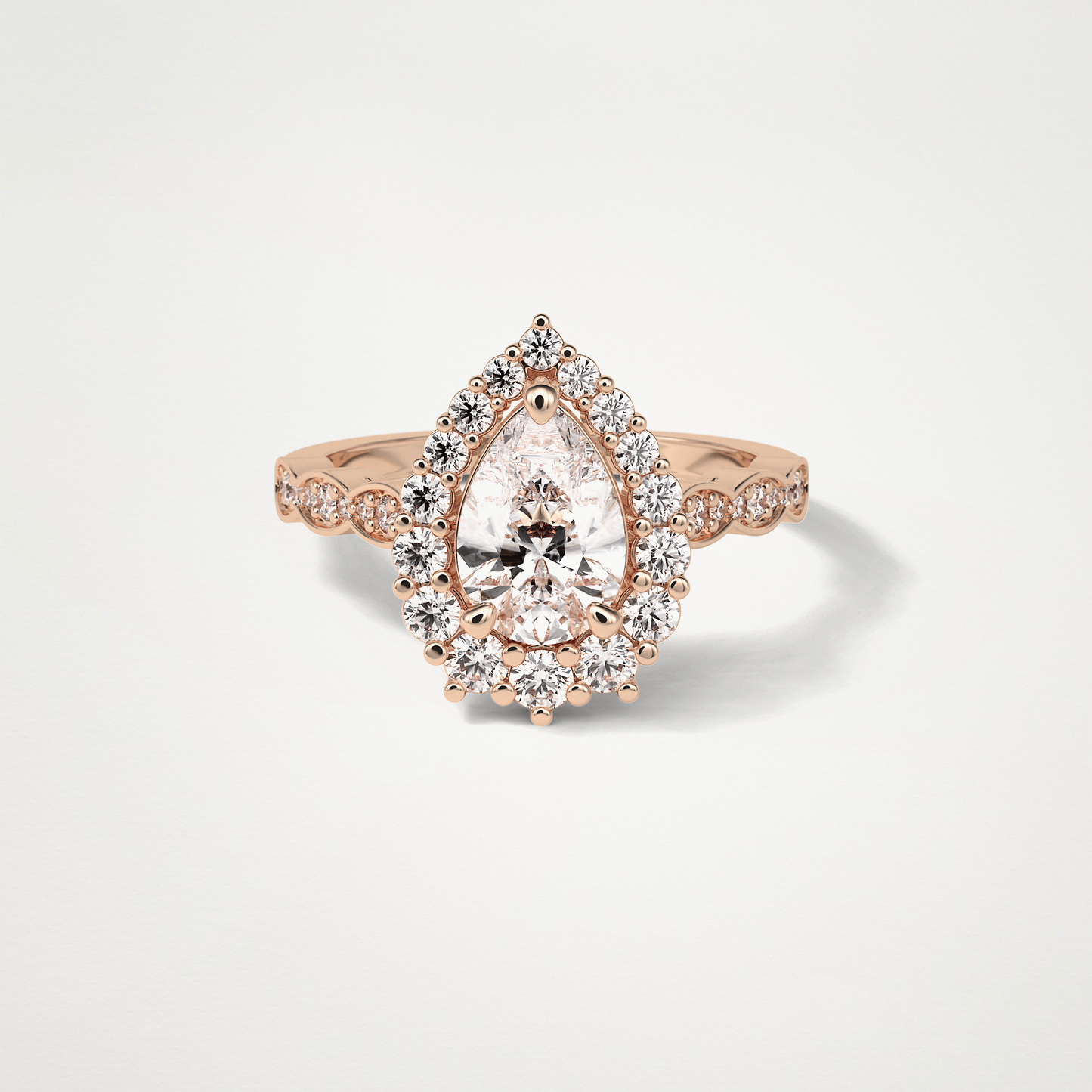 Pear Milgrain Halo Moissanite Engagement Ring – 1.93 CT Lab-Created Brilliance in 10K/14K/18K Gold