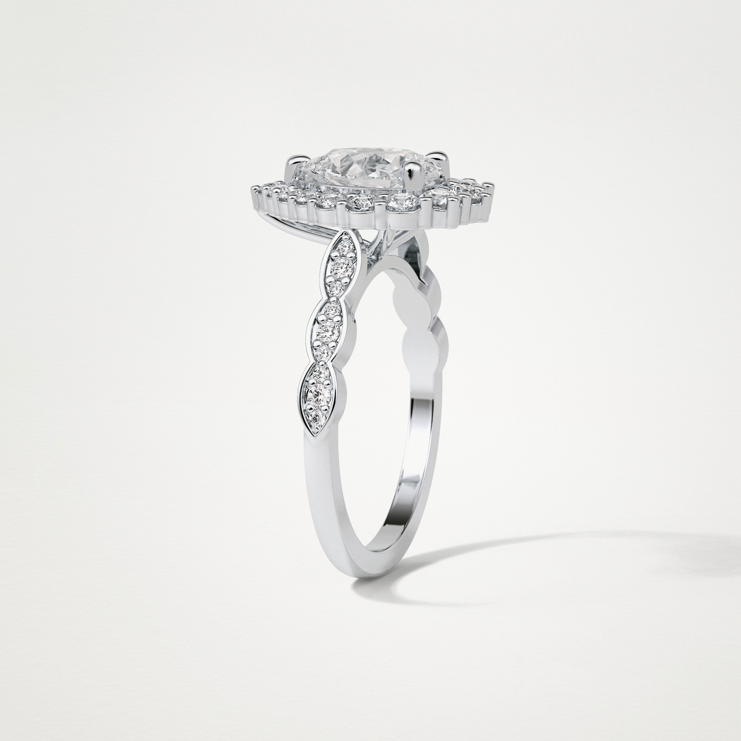 Pear Milgrain Halo Moissanite Engagement Ring – 1.93 CT Lab-Created Brilliance in 10K/14K/18K Gold
