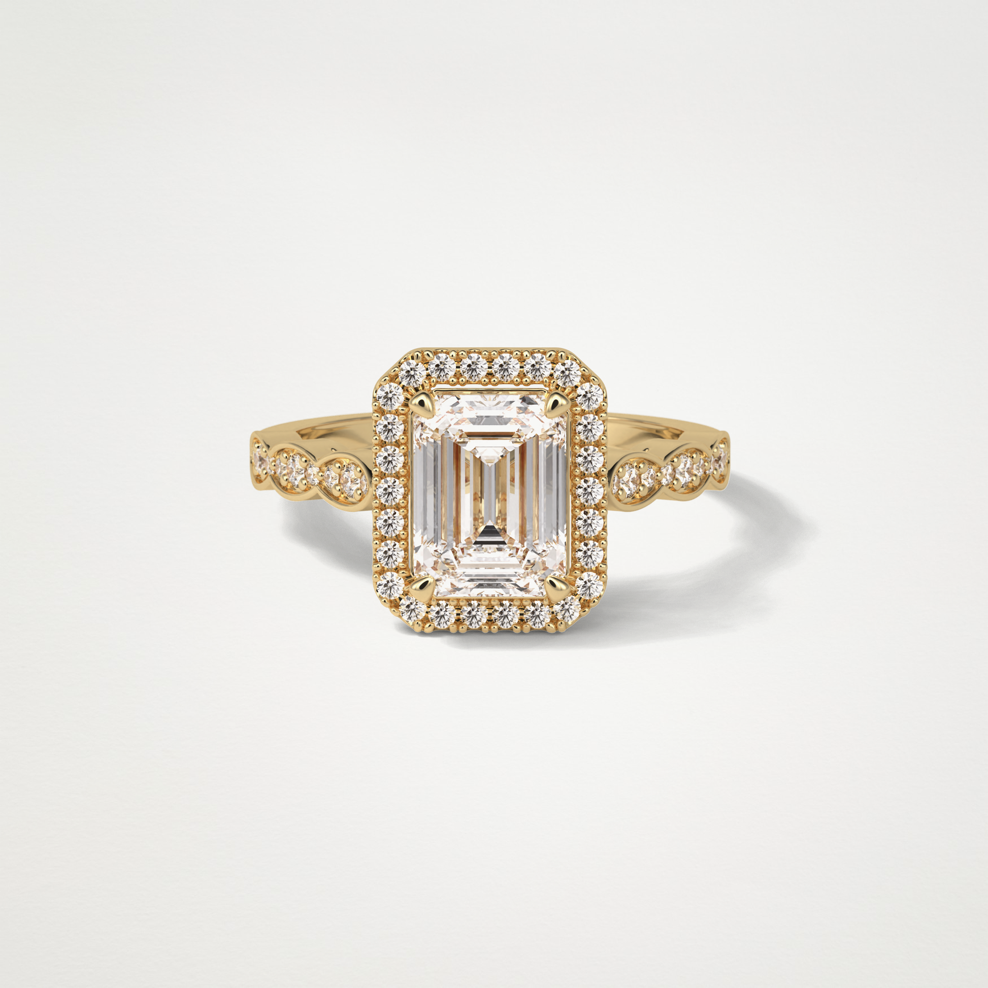 Emerald Milgrain Halo Moissanite Engagement Ring – 1.91 CT Lab-Created Brilliance in 10K/14K/18K Gold