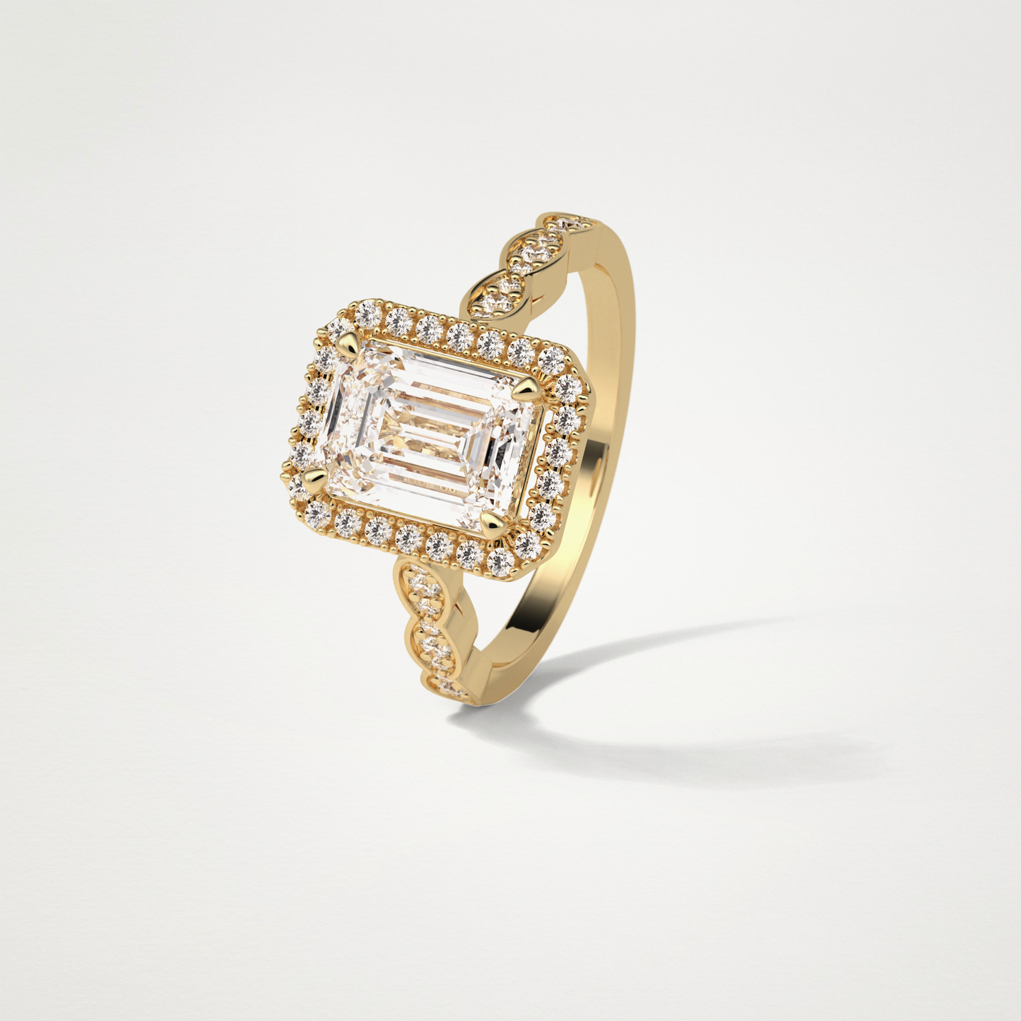 Emerald Milgrain Halo Moissanite Engagement Ring – 1.91 CT Lab-Created Brilliance in 10K/14K/18K Gold