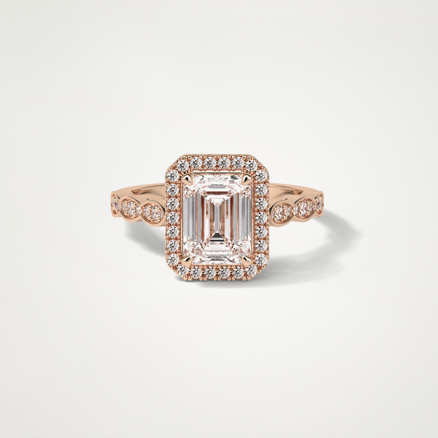 Emerald Milgrain Halo Moissanite Engagement Ring – 1.91 CT Lab-Created Brilliance in 10K/14K/18K Gold