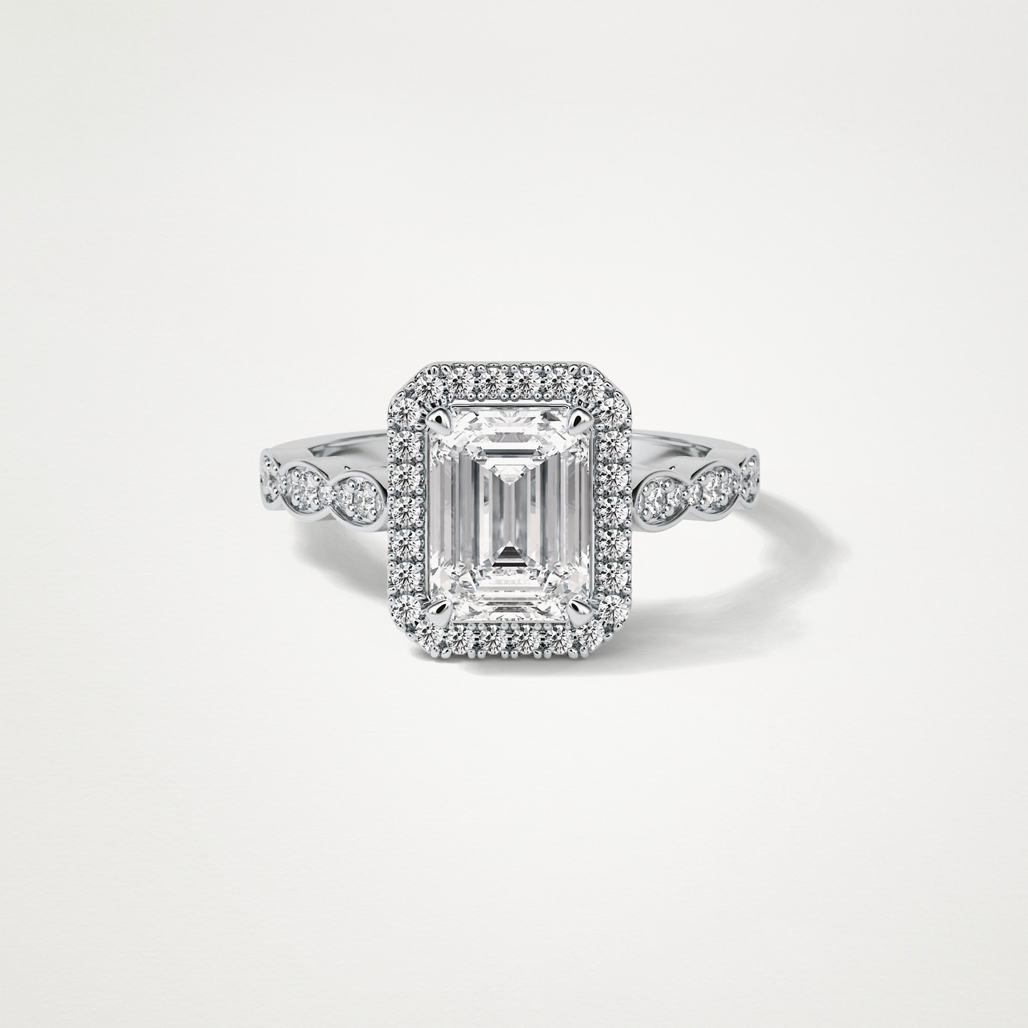 Emerald Milgrain Halo Moissanite Engagement Ring – 1.91 CT Lab-Created Brilliance in 10K/14K/18K Gold