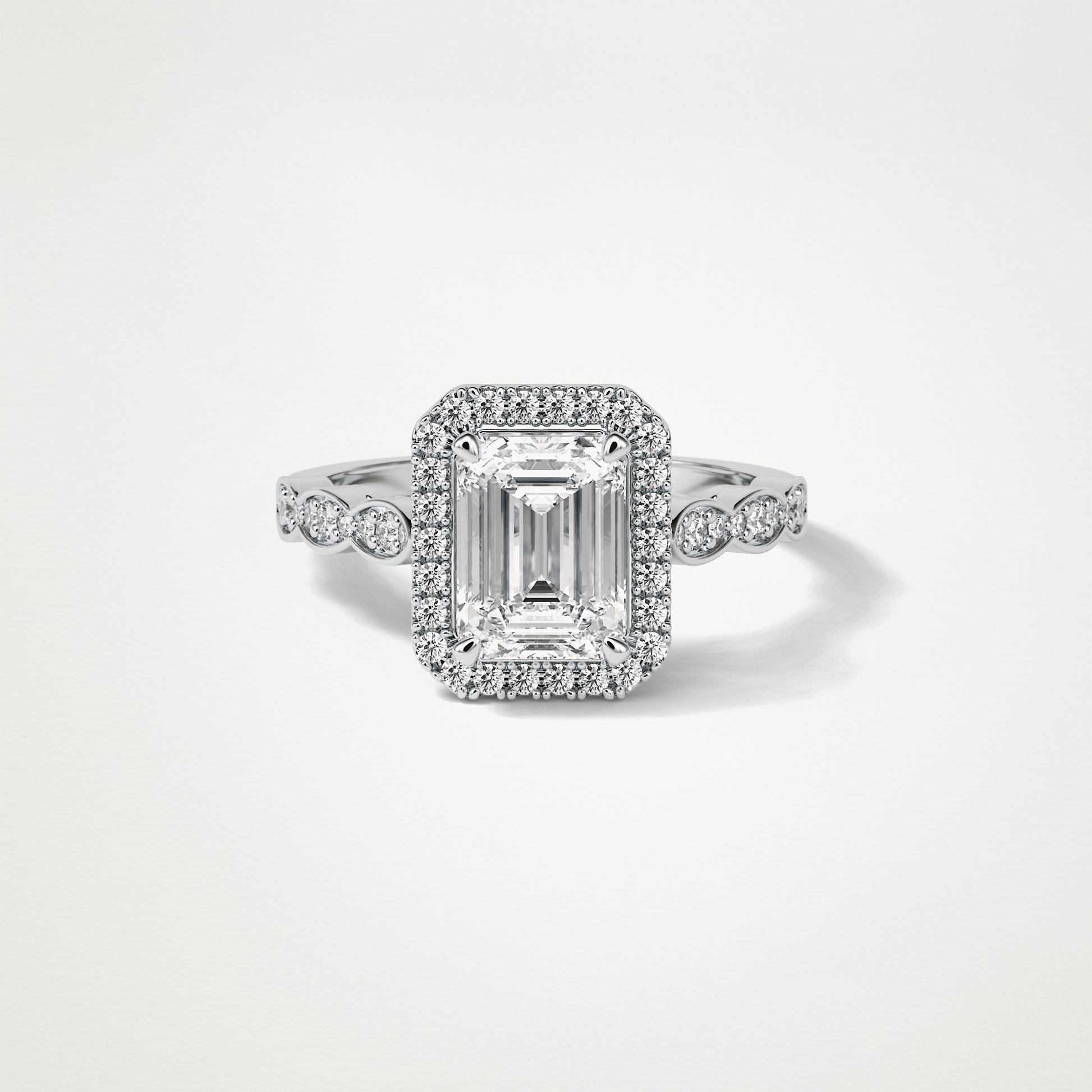 Emerald Milgrain Halo Moissanite Engagement Ring – 1.91 CT Lab-Created Brilliance in 10K/14K/18K Gold