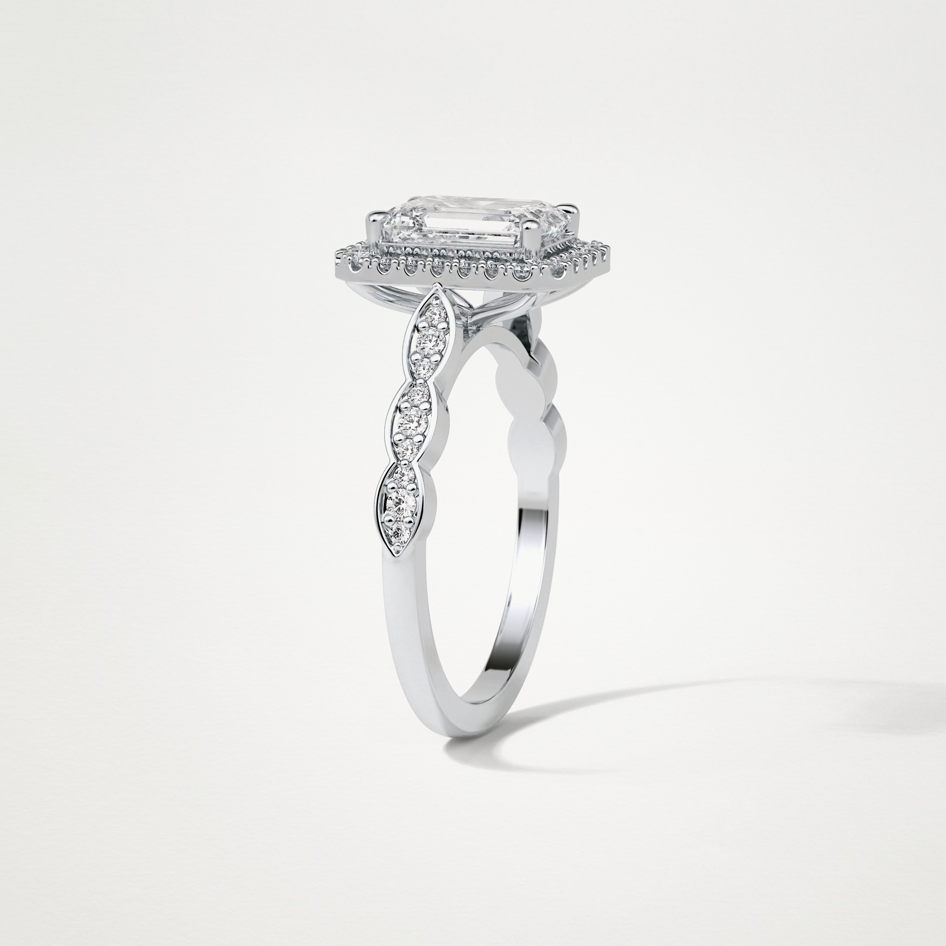 Emerald Milgrain Halo Moissanite Engagement Ring – 1.91 CT Lab-Created Brilliance in 10K/14K/18K Gold