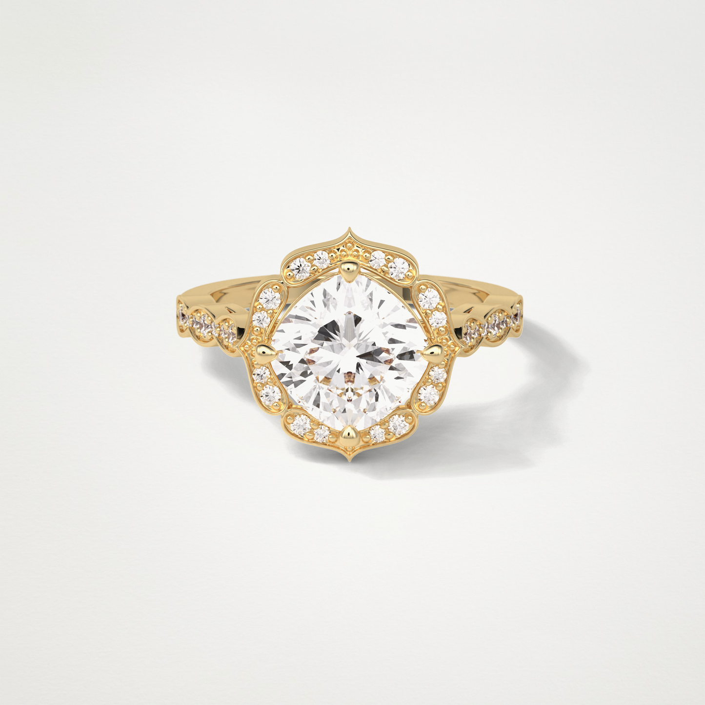 Cushion Halo & Pave Moissanite Engagement Ring – 2.1 CT Lab-Created Brilliance in 10K/14K/18K Gold