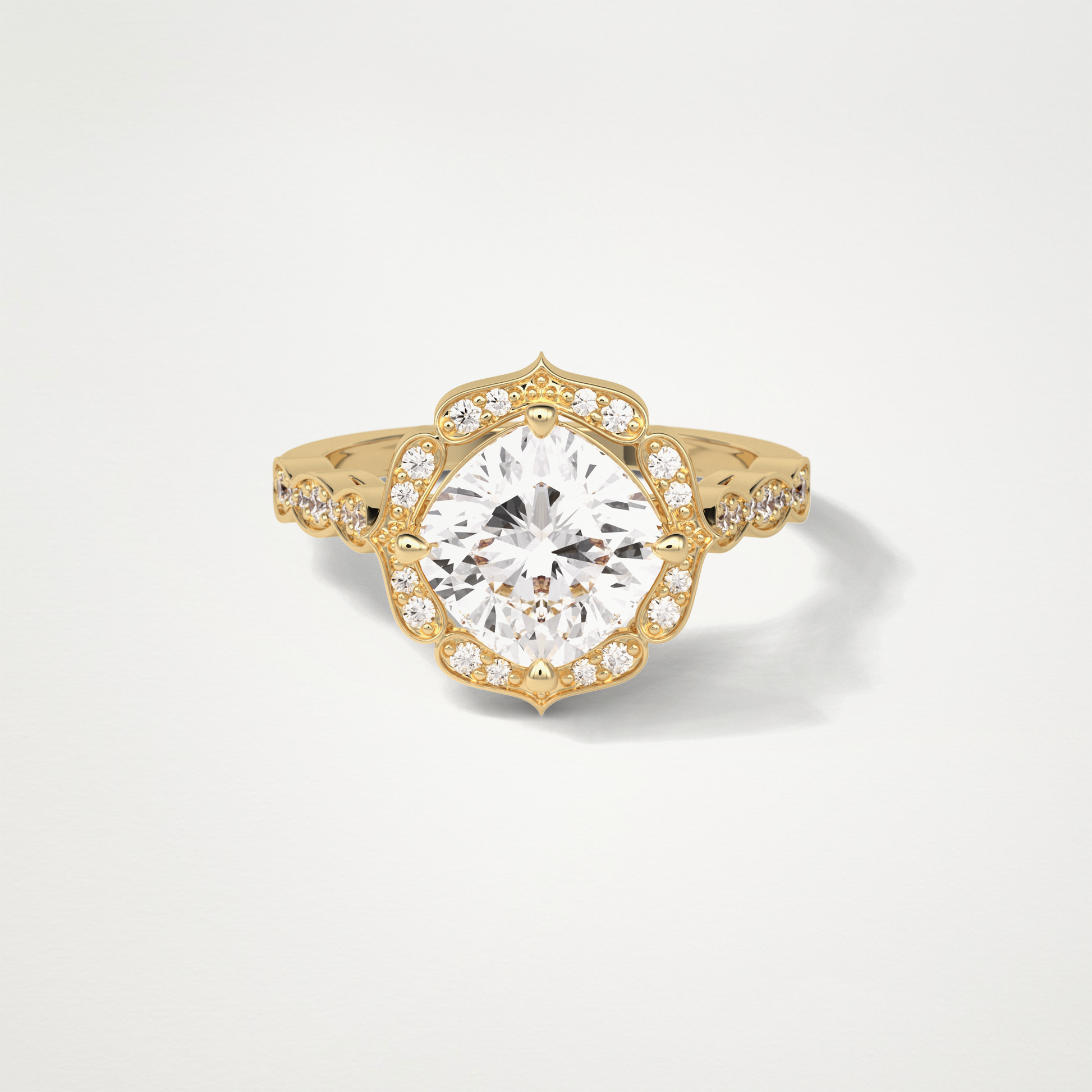 Cushion Halo & Pave Moissanite Engagement Ring – 2.1 CT Lab-Created Brilliance in 10K/14K/18K Gold
