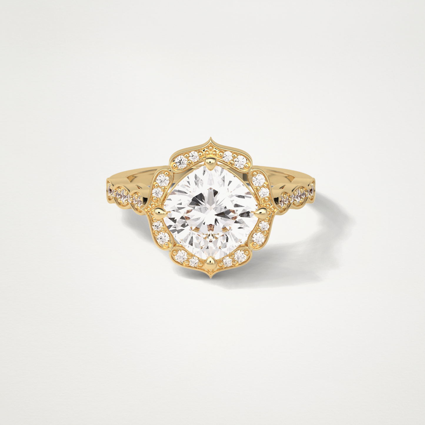 Cushion Milgrain Halo Moissanite Engagement Ring – 2.1 CT Lab-Created Brilliance in 10K/14K/18K Gold 8