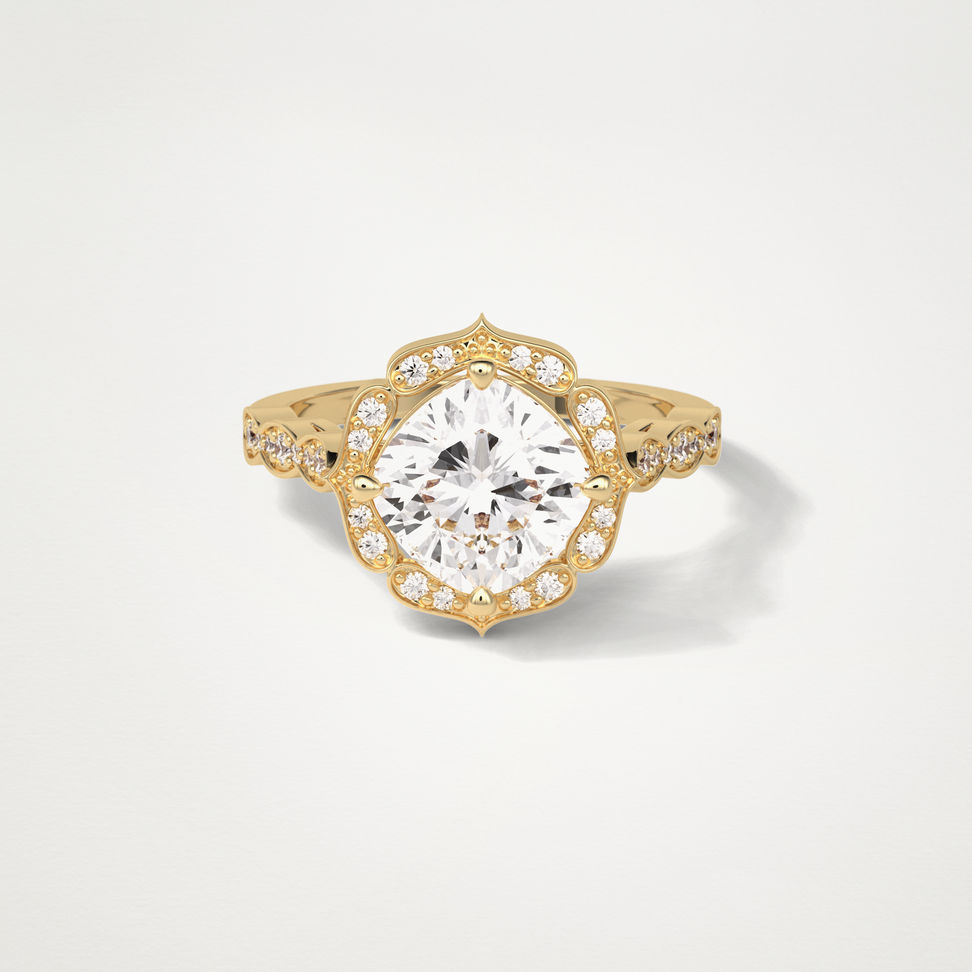 Cushion Milgrain Halo Moissanite Engagement Ring – 2.1 CT Lab-Created Brilliance in 10K/14K/18K Gold 8
