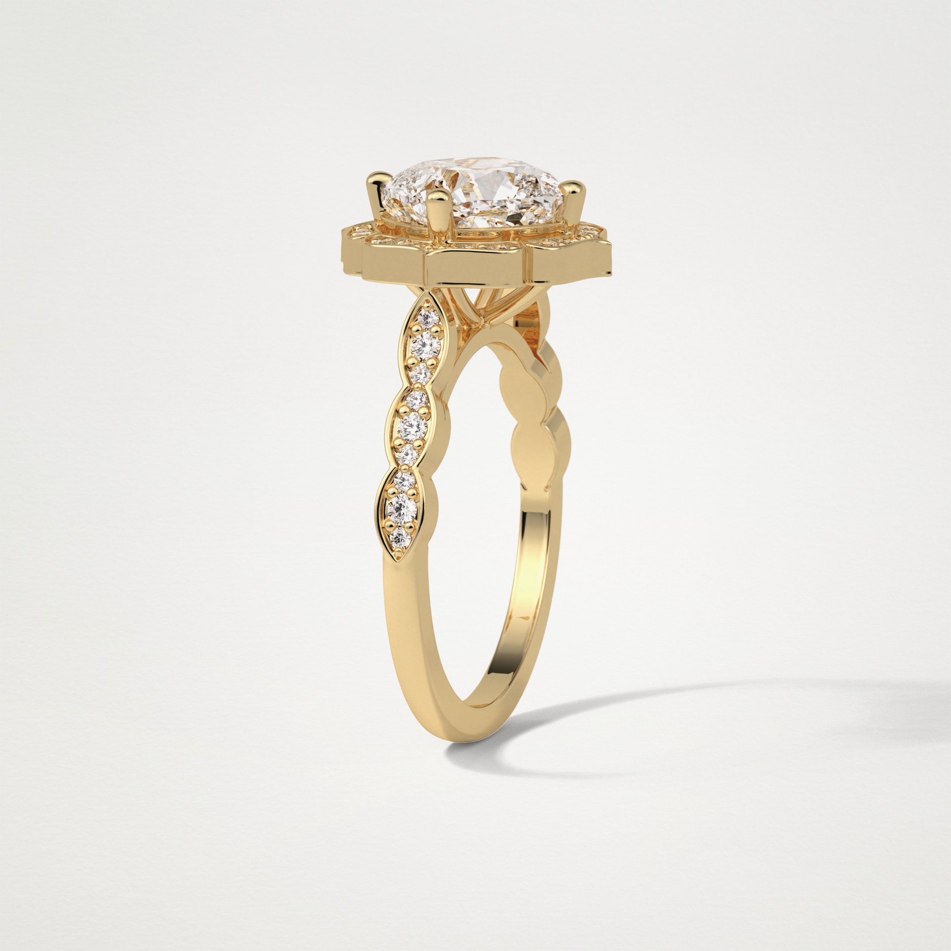Cushion Halo & Pave Moissanite Engagement Ring – 2.1 CT Lab-Created Brilliance in 10K/14K/18K Gold