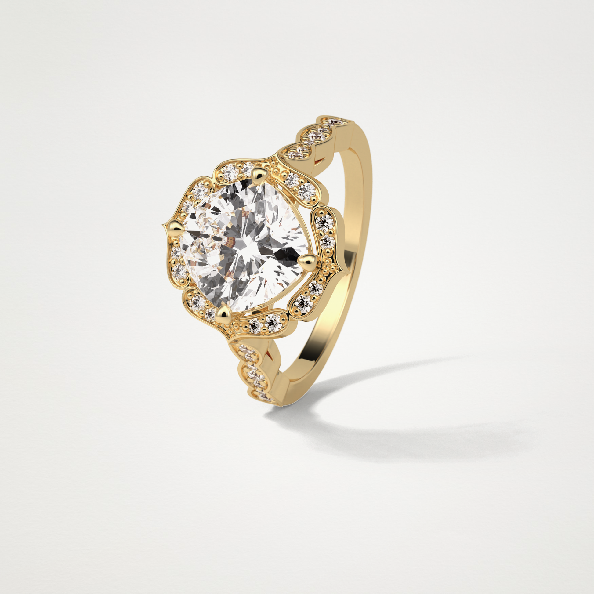 Cushion Halo & Pave Moissanite Engagement Ring – 2.1 CT Lab-Created Brilliance in 10K/14K/18K Gold