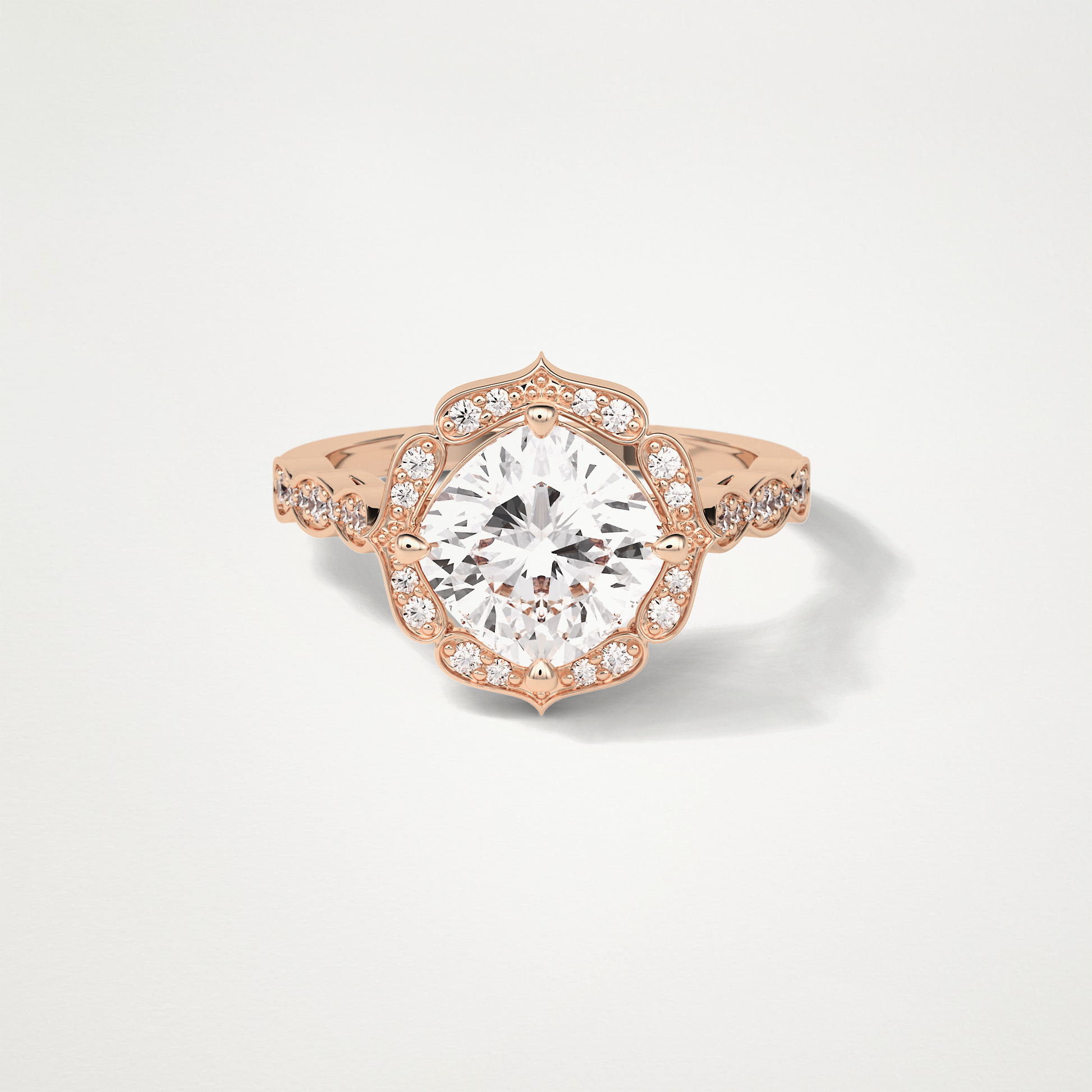 Cushion Halo & Pave Moissanite Engagement Ring – 2.1 CT Lab-Created Brilliance in 10K/14K/18K Gold