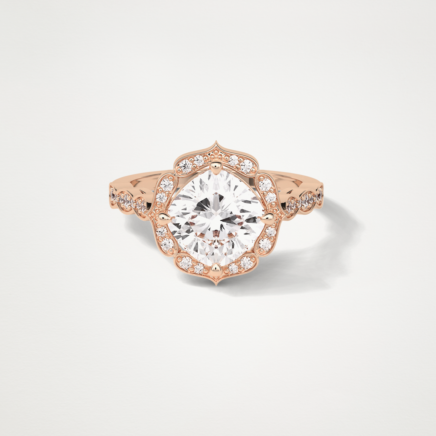 Cushion Milgrain Halo Moissanite Engagement Ring – 2.1 CT Lab-Created Brilliance in 10K/14K/18K Gold 15