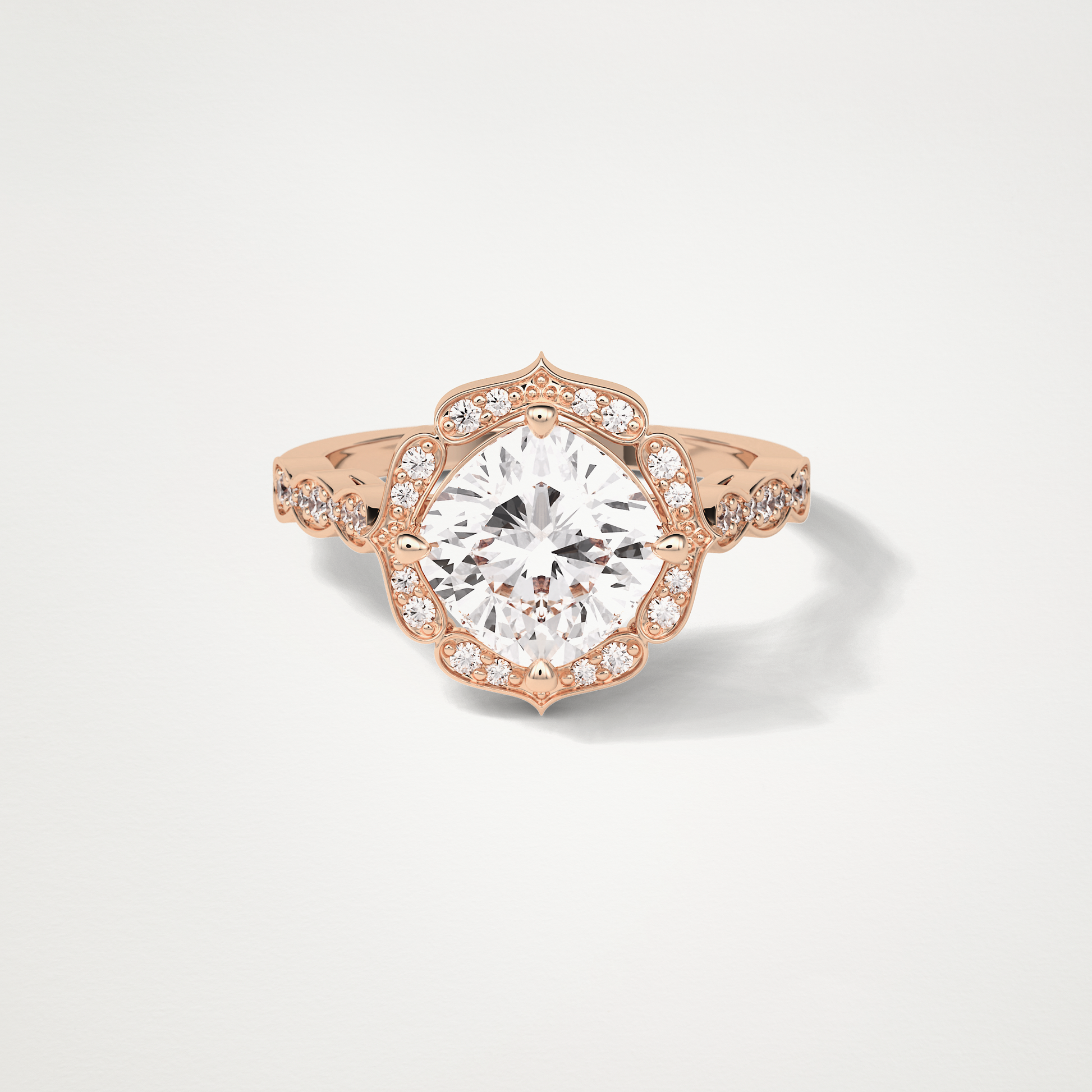 Cushion Milgrain Halo Moissanite Engagement Ring – 2.1 CT Lab-Created Brilliance in 10K/14K/18K Gold 15