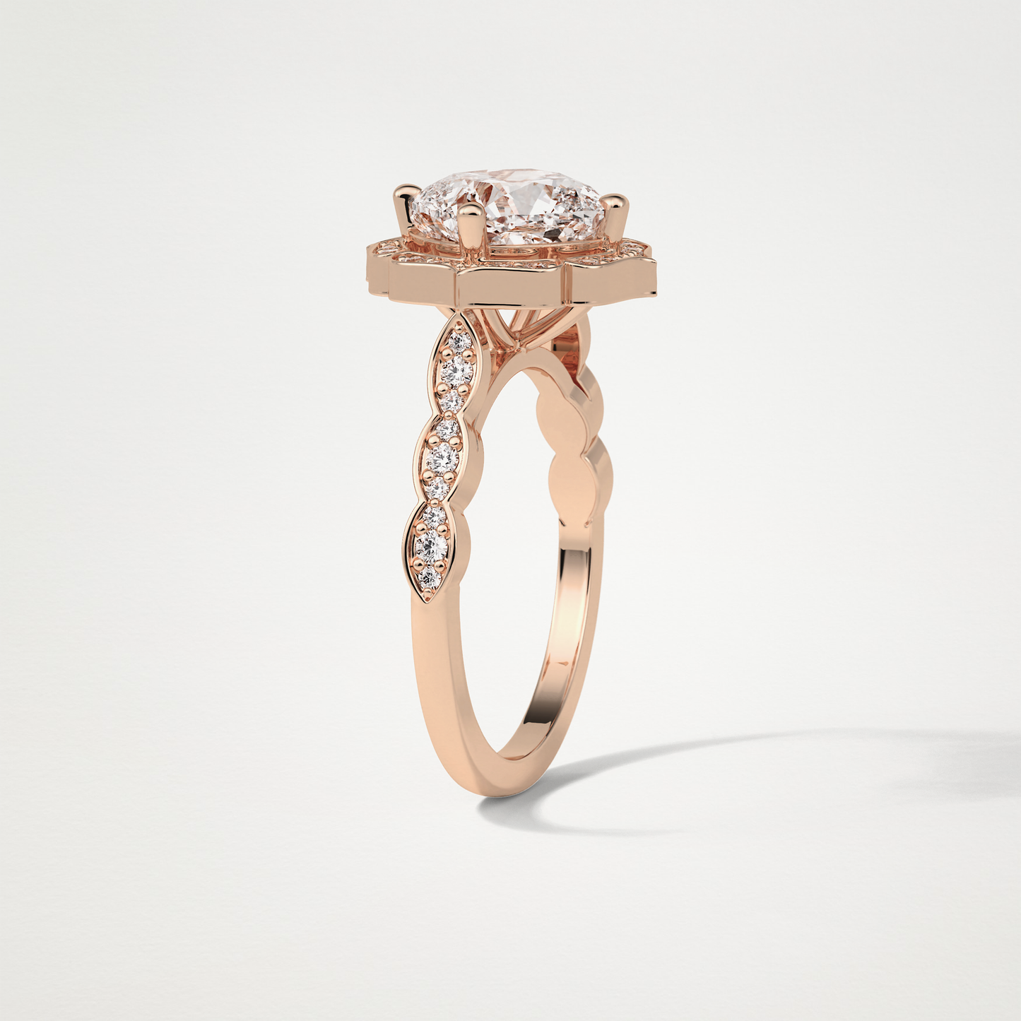 Cushion Halo & Pave Moissanite Engagement Ring – 2.1 CT Lab-Created Brilliance in 10K/14K/18K Gold