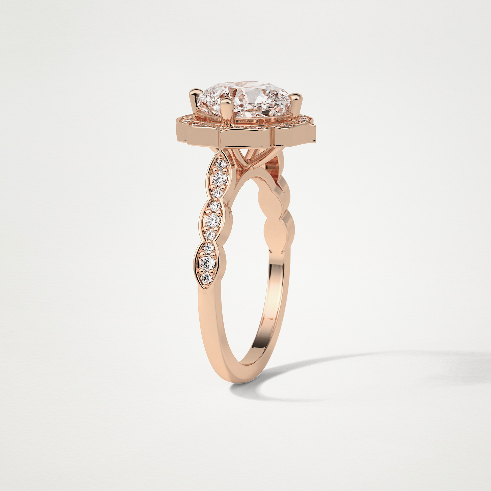 Cushion Halo & Pave Moissanite Engagement Ring – 2.1 CT Lab-Created Brilliance in 10K/14K/18K Gold