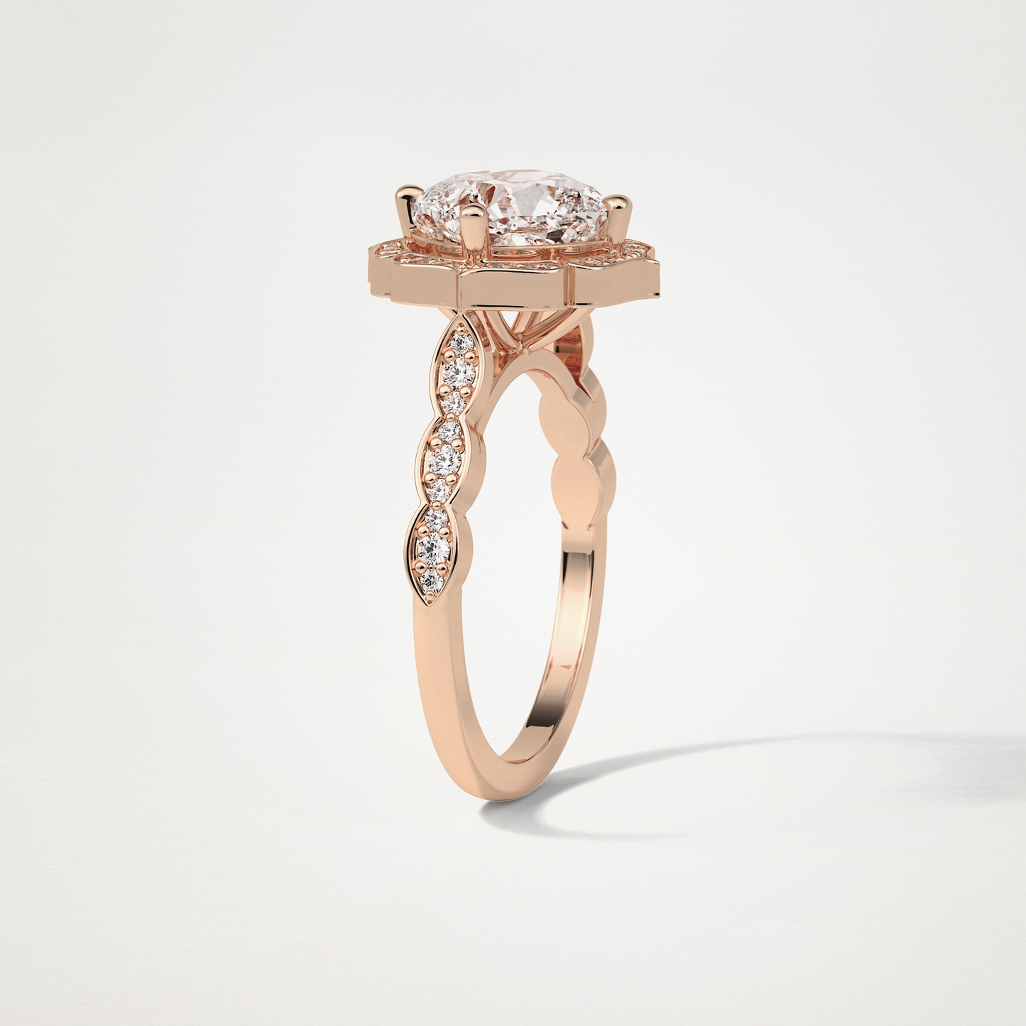 Cushion Milgrain Halo Moissanite Engagement Ring – 2.1 CT Lab-Created Brilliance in 10K/14K/18K Gold 19