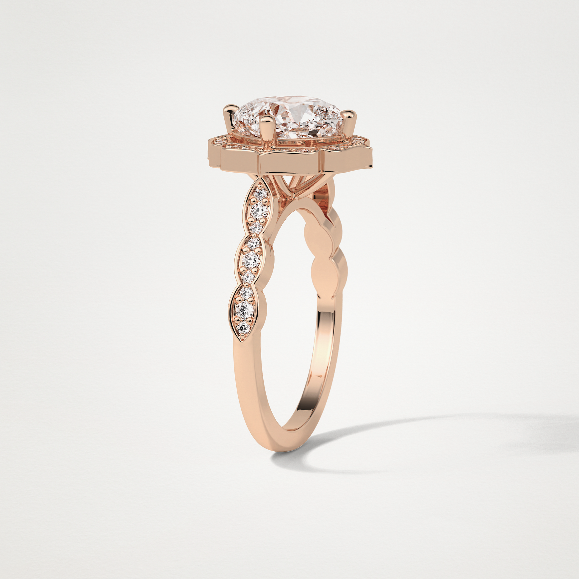 Cushion Milgrain Halo Moissanite Engagement Ring – 2.1 CT Lab-Created Brilliance in 10K/14K/18K Gold 19