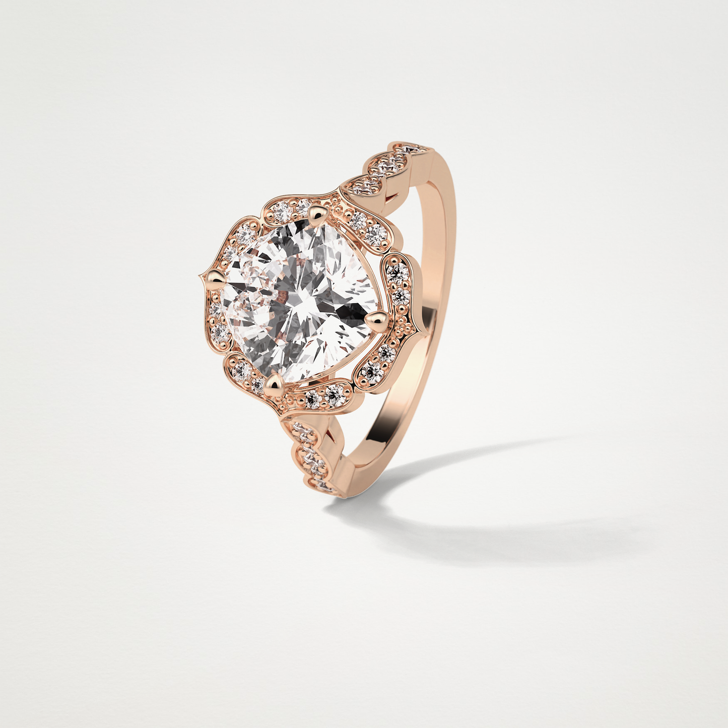 Cushion Halo & Pave Moissanite Engagement Ring – 2.1 CT Lab-Created Brilliance in 10K/14K/18K Gold