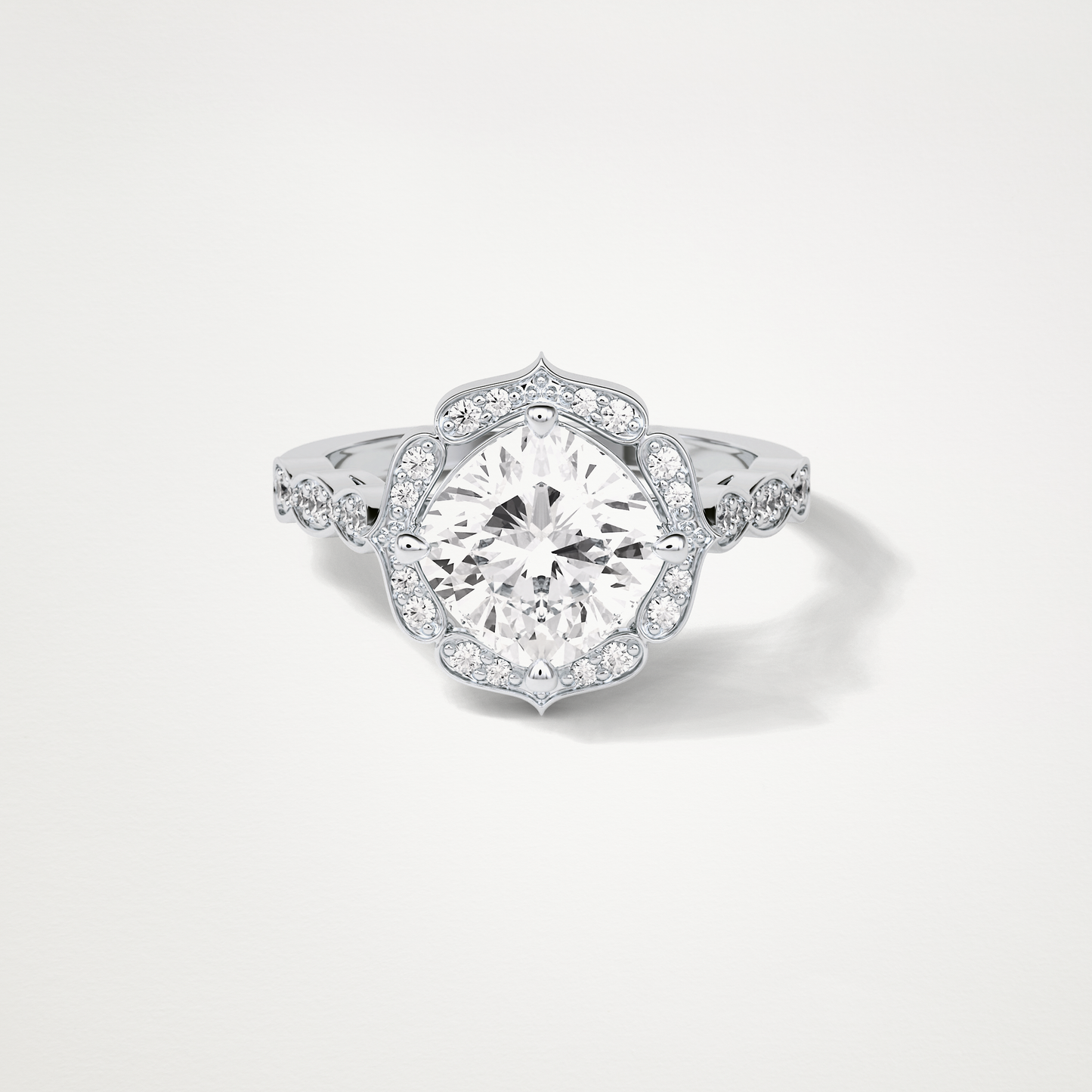 Cushion Milgrain Halo Moissanite Engagement Ring – 2.1 CT Lab-Created Brilliance in 10K/14K/18K Gold 1