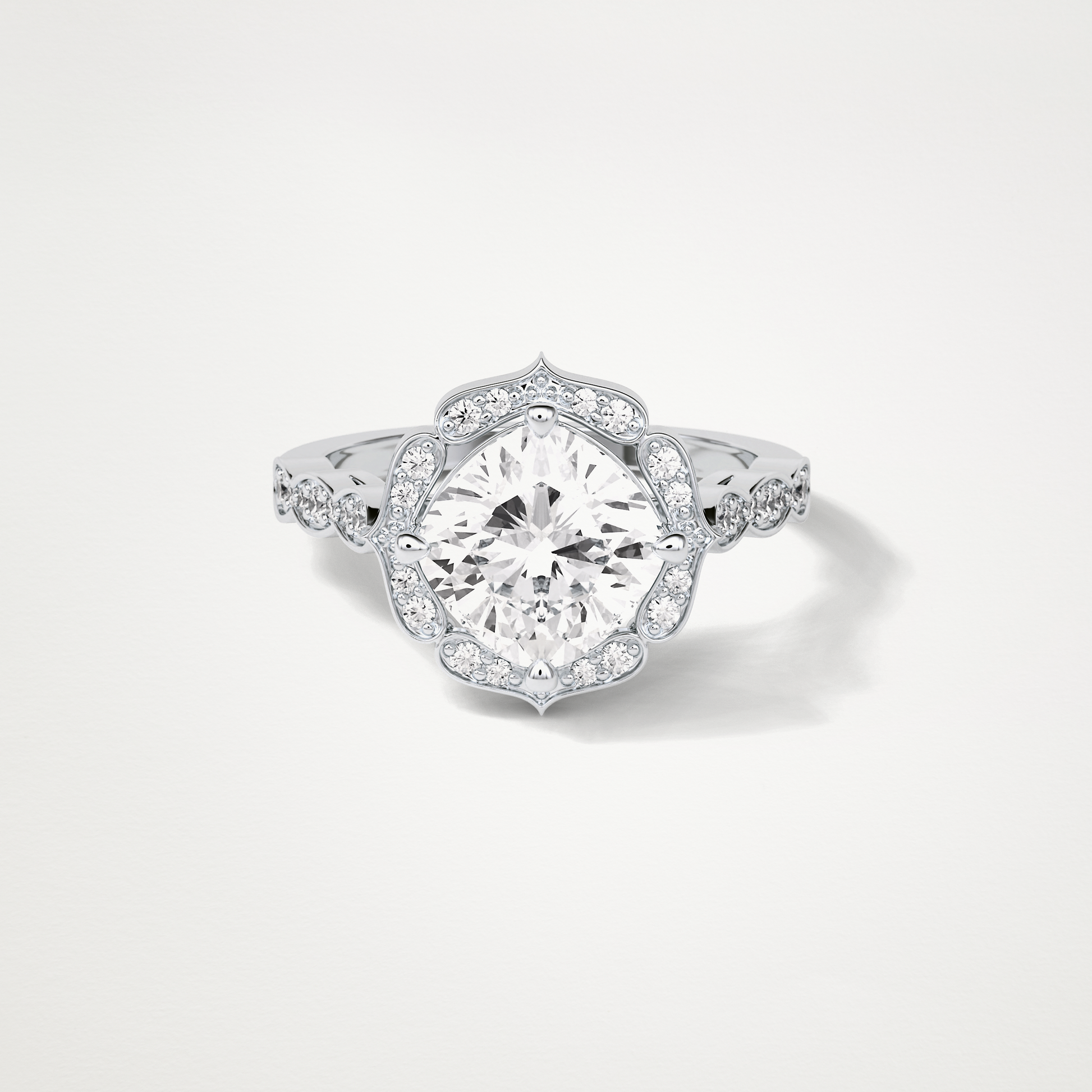 Cushion Milgrain Halo Moissanite Engagement Ring – 2.1 CT Lab-Created Brilliance in 10K/14K/18K Gold 1