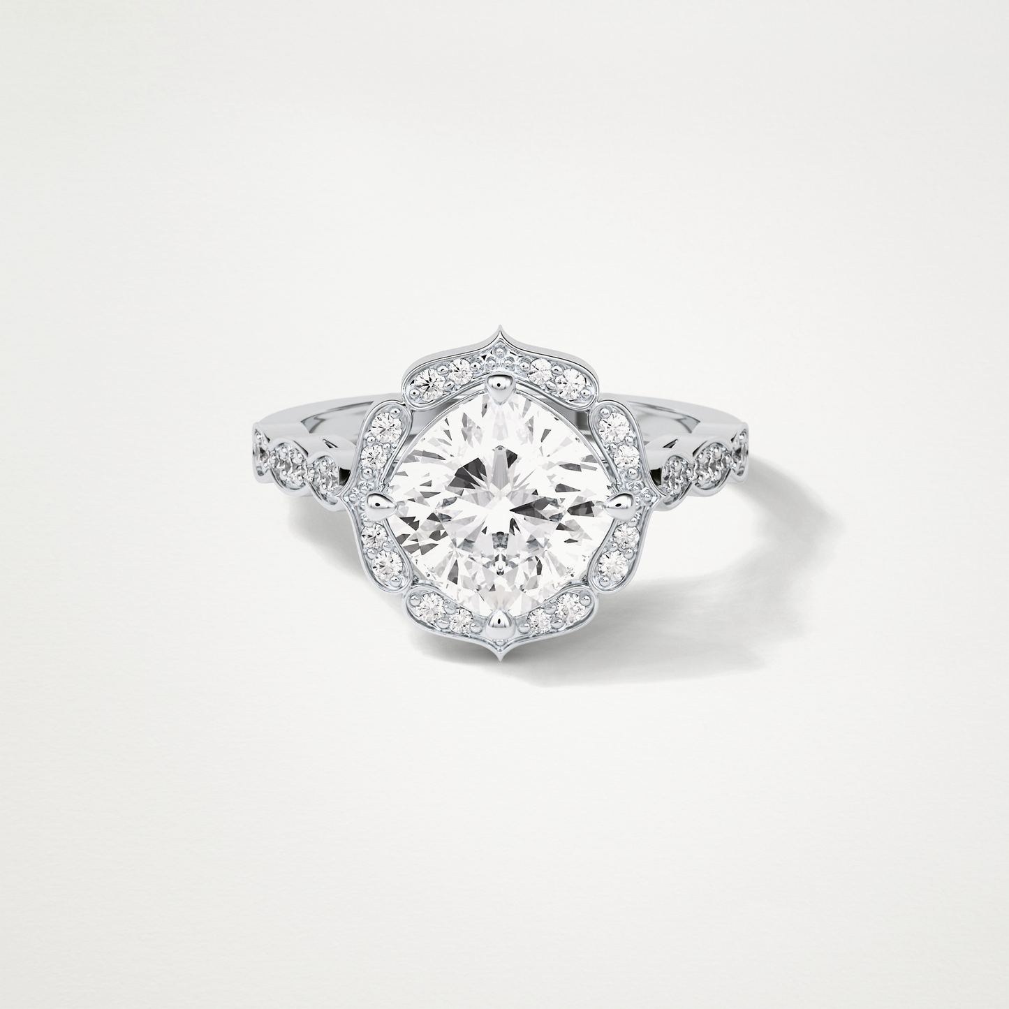 Cushion Halo & Pave Moissanite Engagement Ring – 2.1 CT Lab-Created Brilliance in 10K/14K/18K Gold