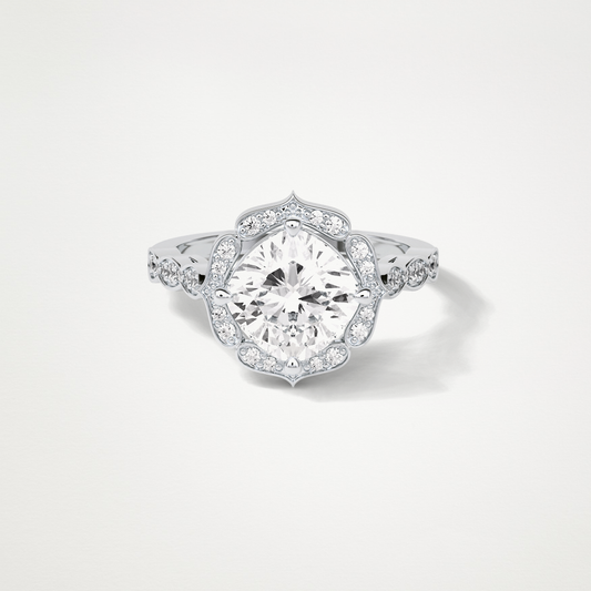 Cushion Halo & Pave Moissanite Engagement Ring – 2.1 CT Lab-Created Brilliance in 10K/14K/18K Gold