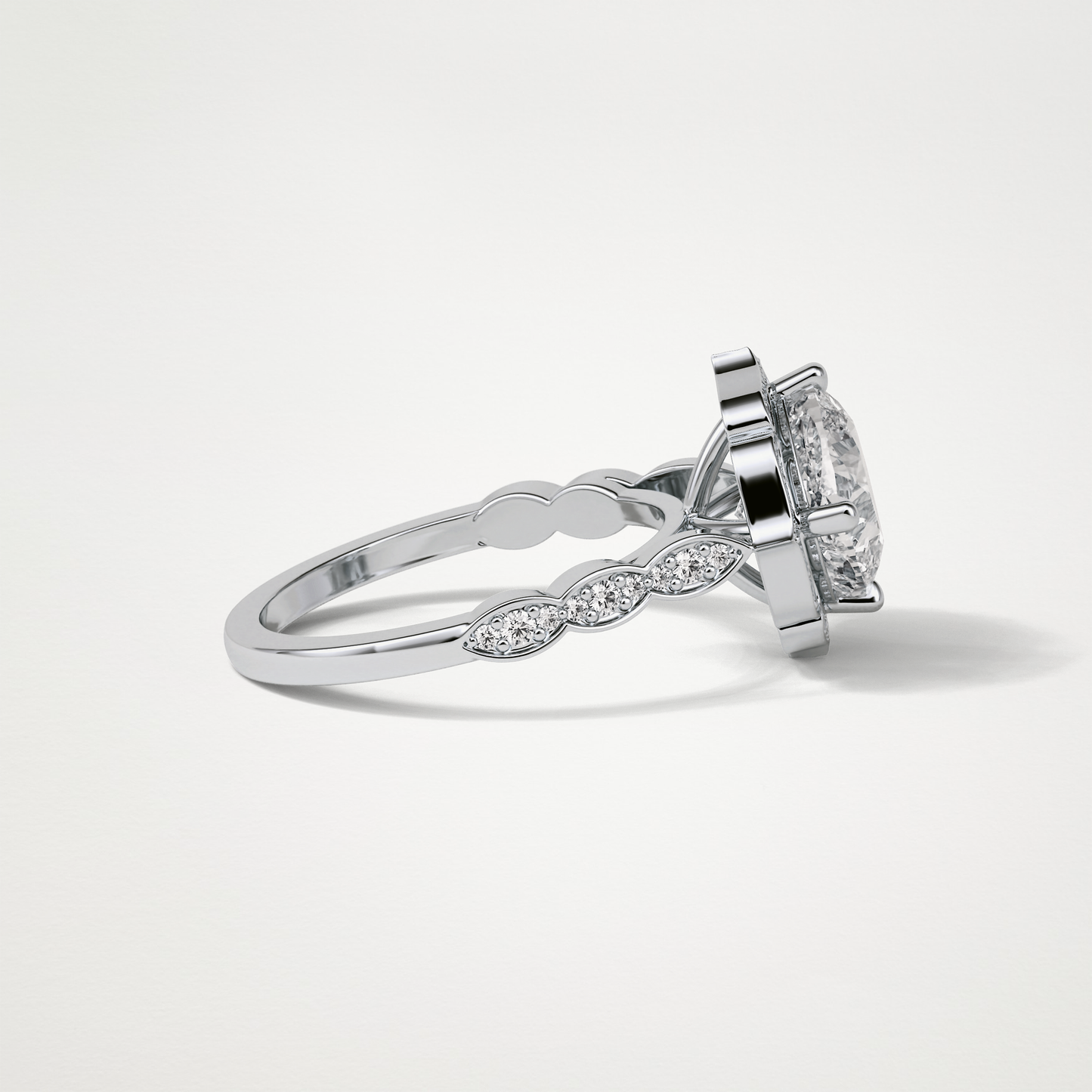 Cushion Halo & Pave Moissanite Engagement Ring – 2.1 CT Lab-Created Brilliance in 10K/14K/18K Gold
