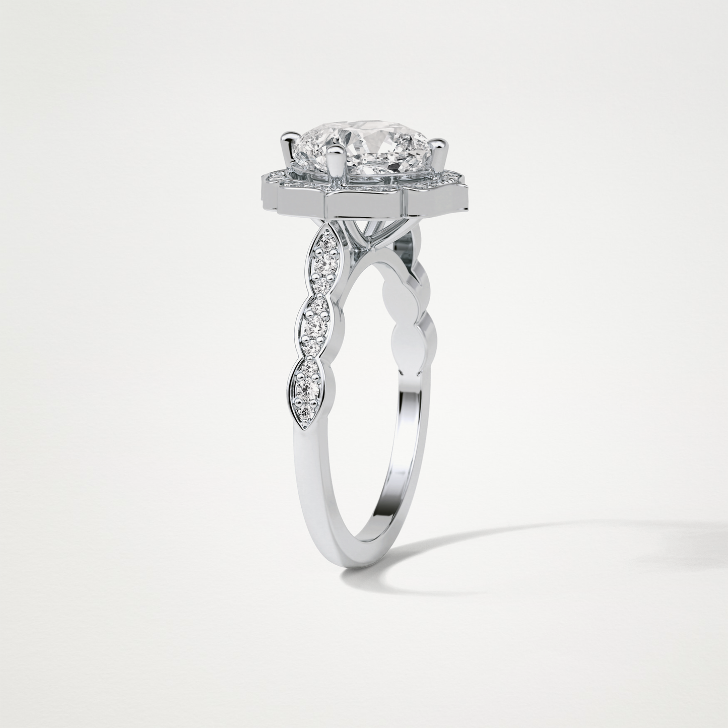 Cushion Halo & Pave Moissanite Engagement Ring – 2.1 CT Lab-Created Brilliance in 10K/14K/18K Gold