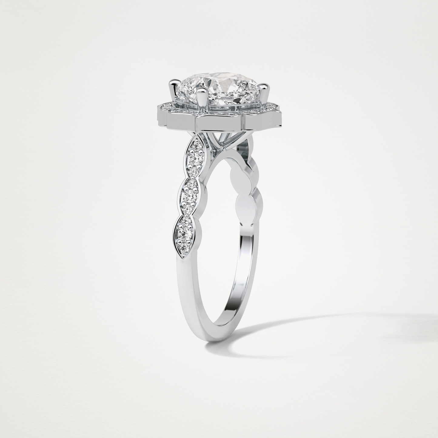 Cushion Milgrain Halo Moissanite Engagement Ring – 2.1 CT Lab-Created Brilliance in 10K/14K/18K Gold 5