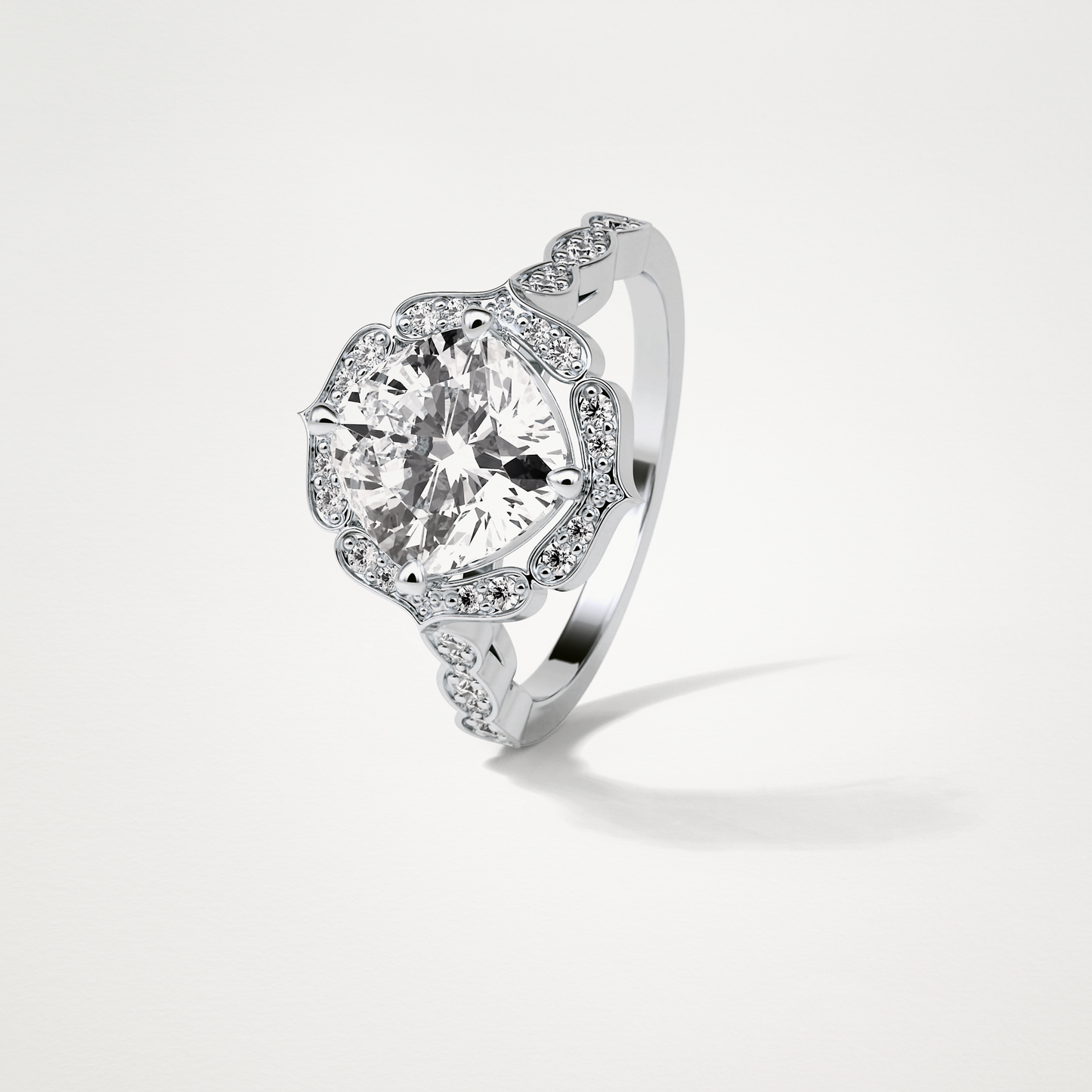 Cushion Milgrain Halo Moissanite Engagement Ring – 2.1 CT Lab-Created Brilliance in 10K/14K/18K Gold 6