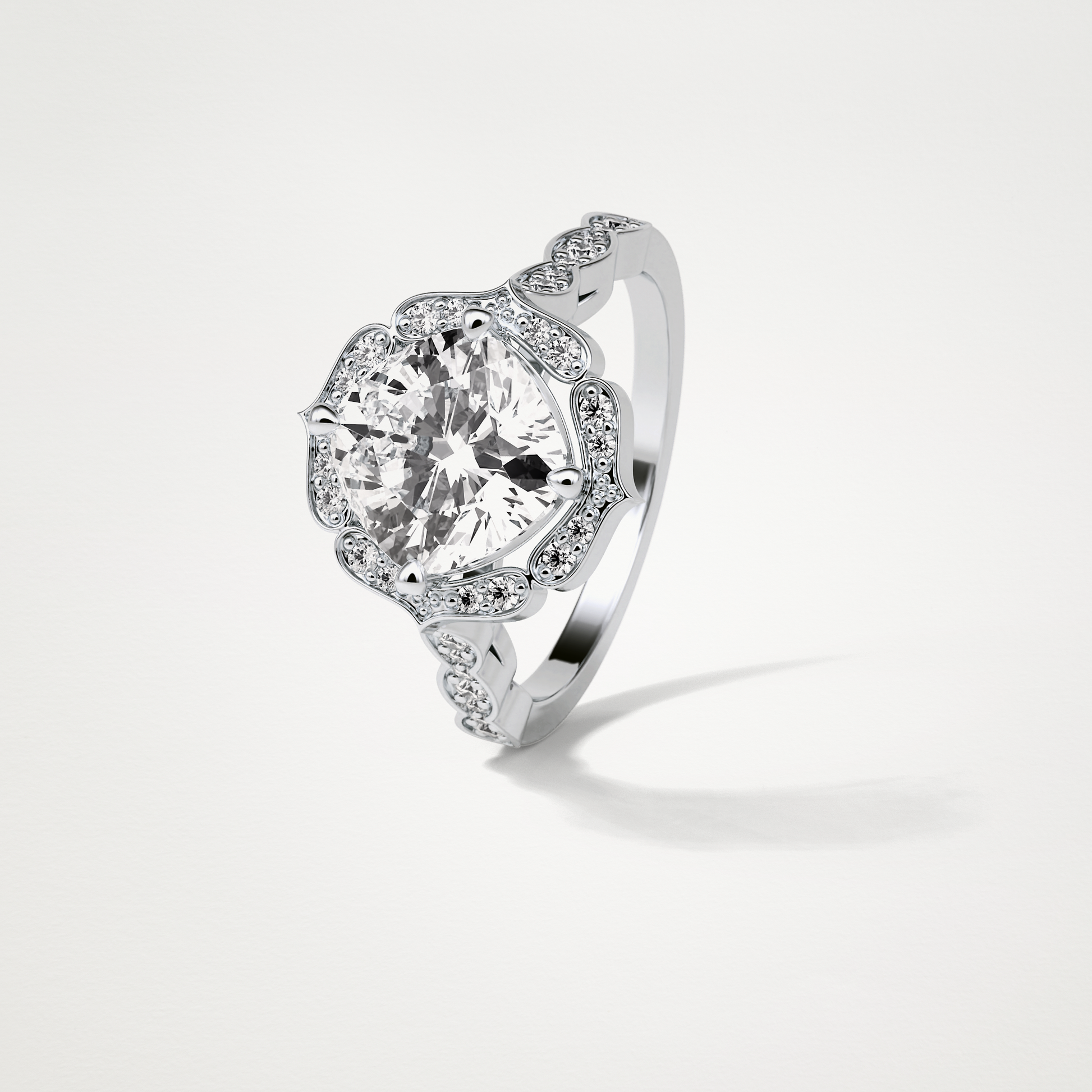 Cushion Milgrain Halo Moissanite Engagement Ring – 2.1 CT Lab-Created Brilliance in 10K/14K/18K Gold 6