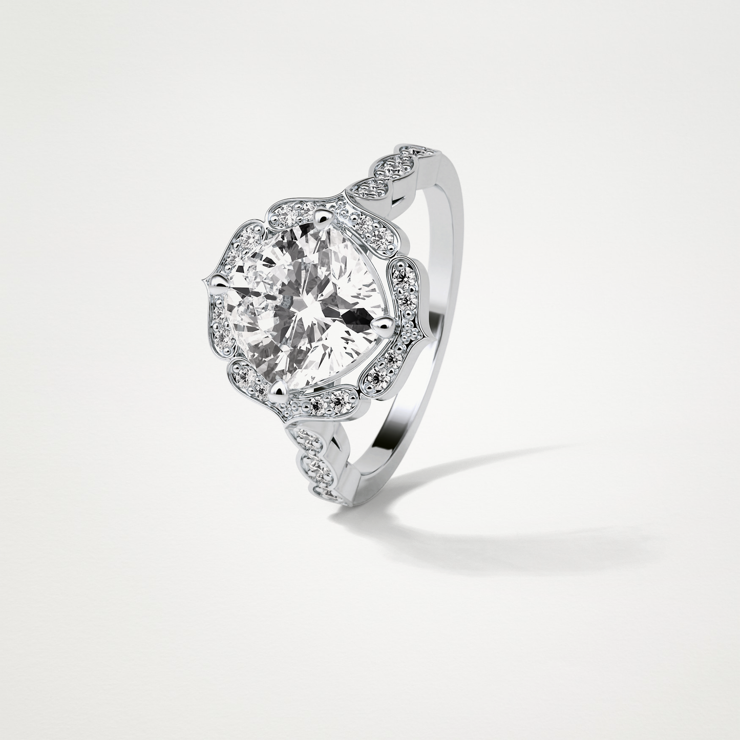 Cushion Halo & Pave Moissanite Engagement Ring – 2.1 CT Lab-Created Brilliance in 10K/14K/18K Gold