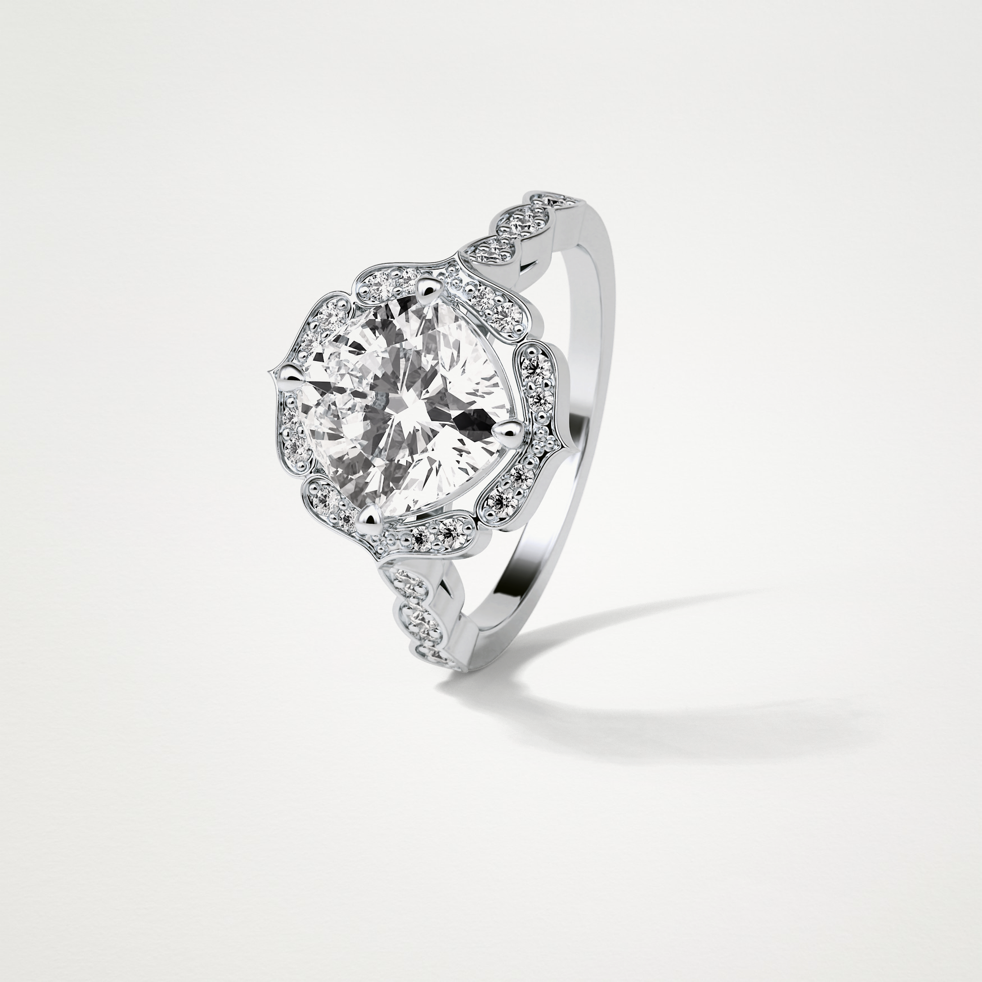 Cushion Halo & Pave Moissanite Engagement Ring – 2.1 CT Lab-Created Brilliance in 10K/14K/18K Gold