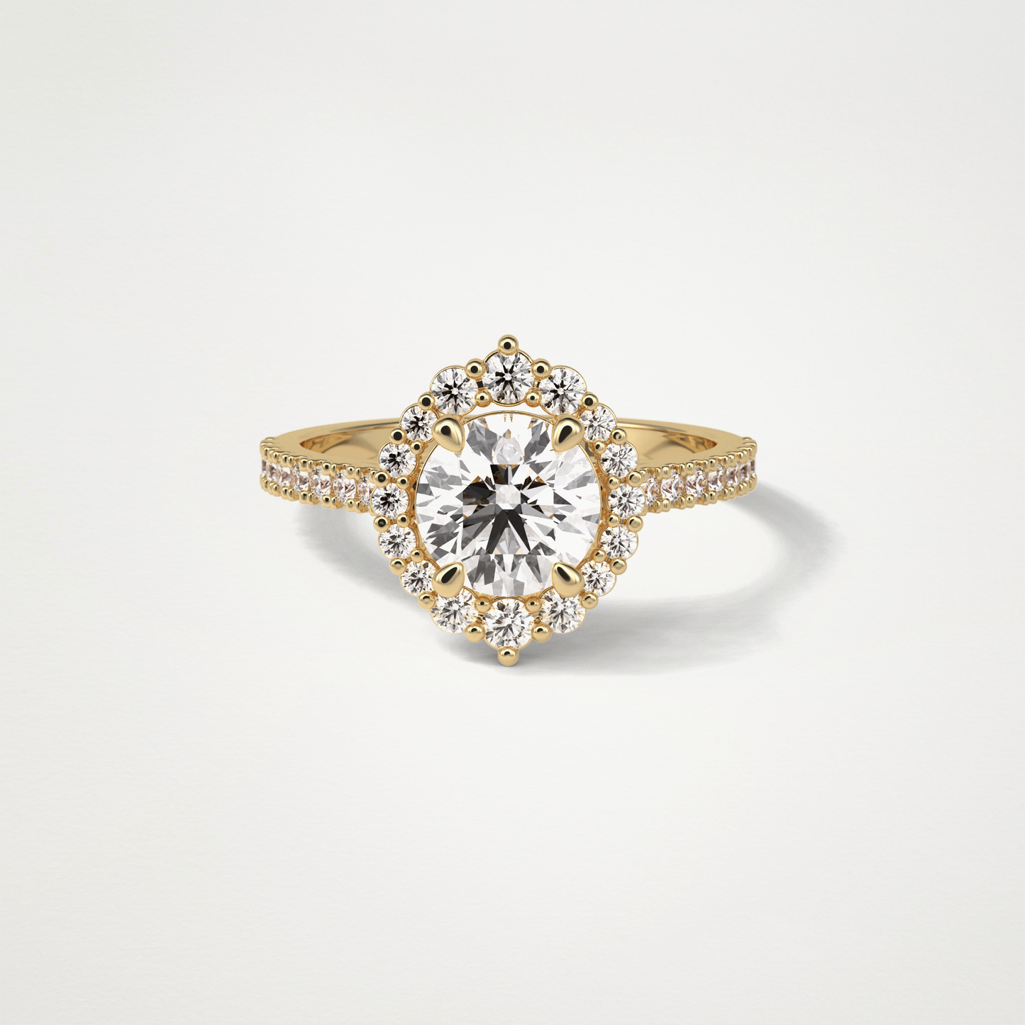 Round Pave & Halo Moissanite Engagement Ring – 1.25 CT Lab-Created Brilliance in 10K/14K/18K Gold