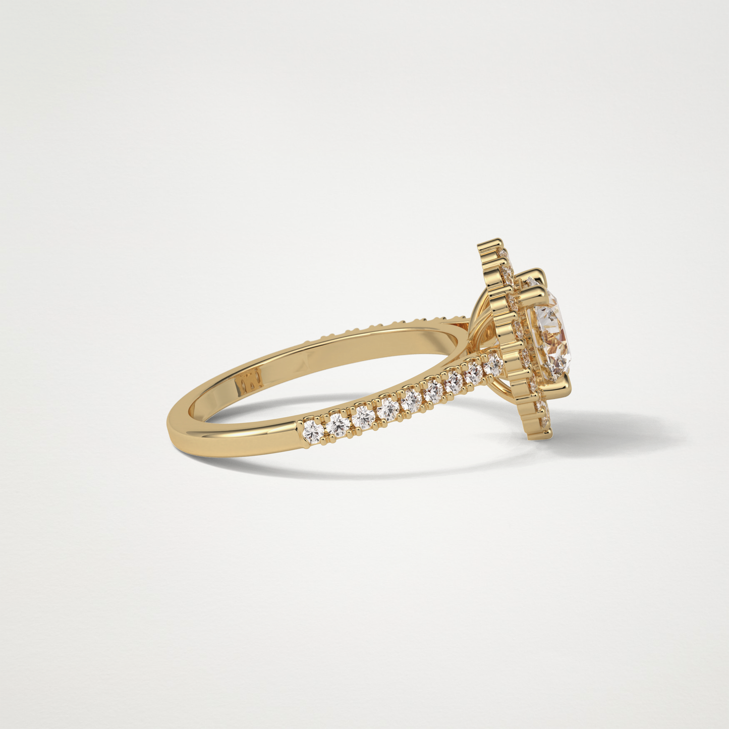 Round Pave & Halo Moissanite Engagement Ring – 1.25 CT Lab-Created Brilliance in 10K/14K/18K Gold
