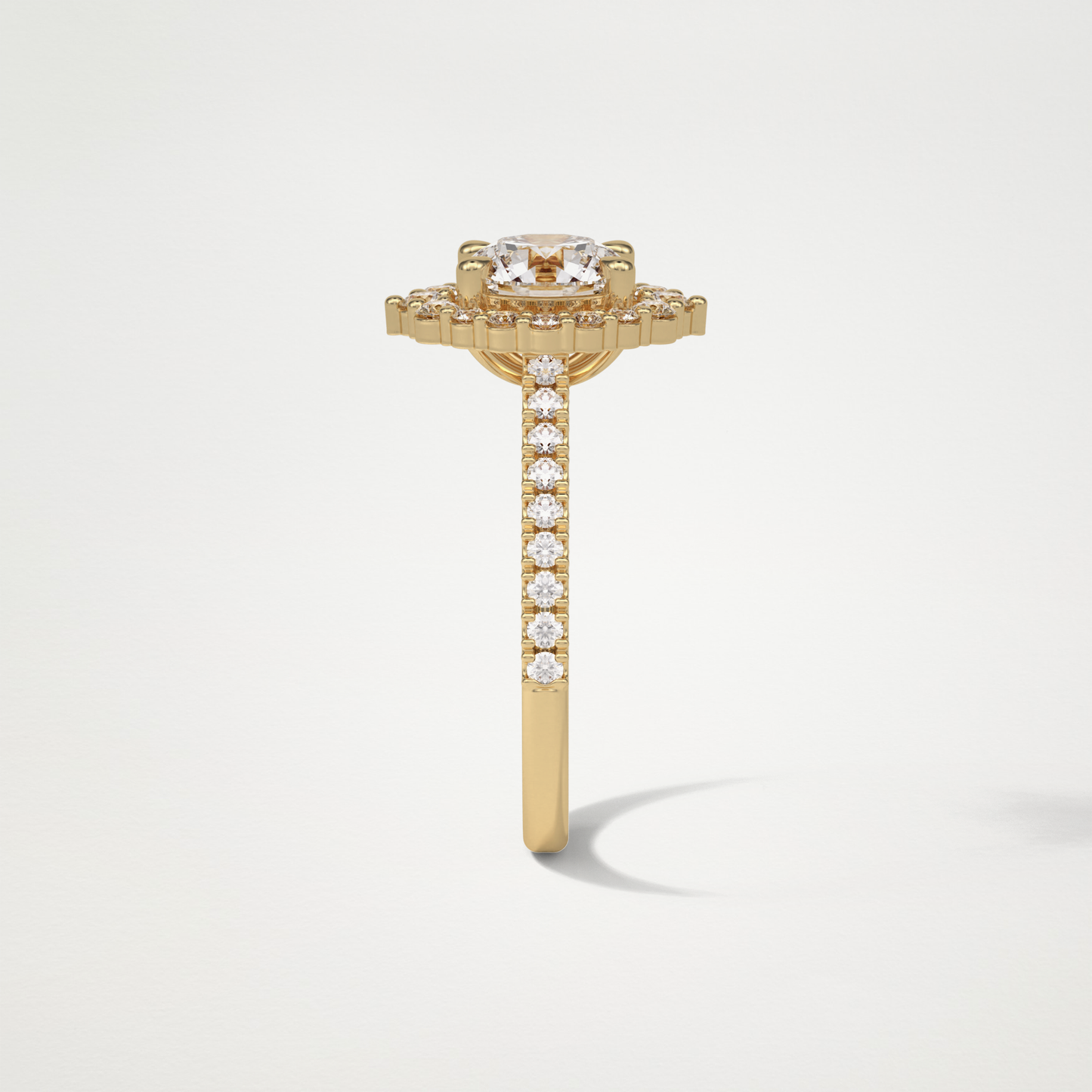 Round Pave & Halo Moissanite Engagement Ring – 1.25 CT Lab-Created Brilliance in 10K/14K/18K Gold